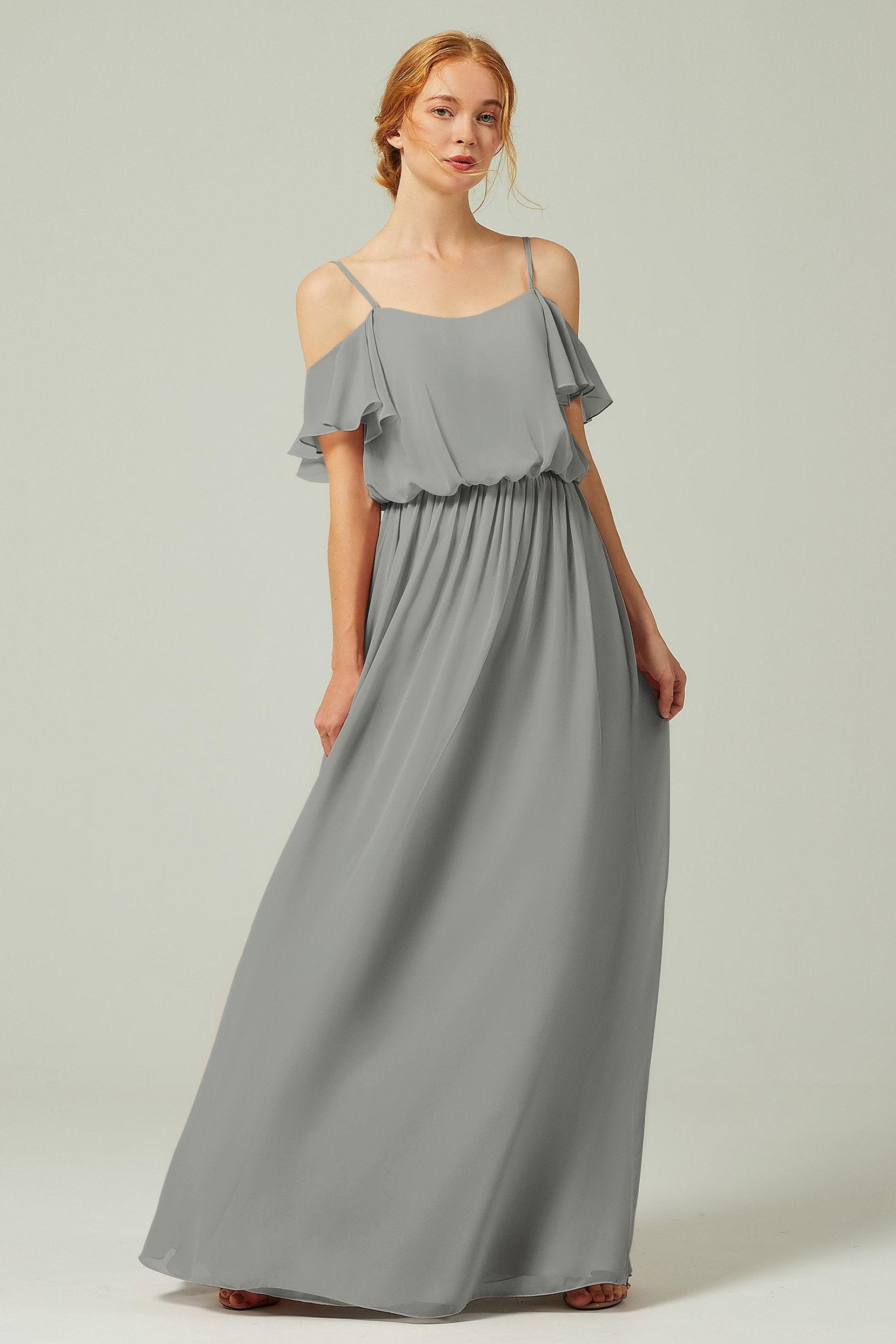 A-Line Floor Length Chiffon Bridesmaid Dress CB0300 - COCOMELODY