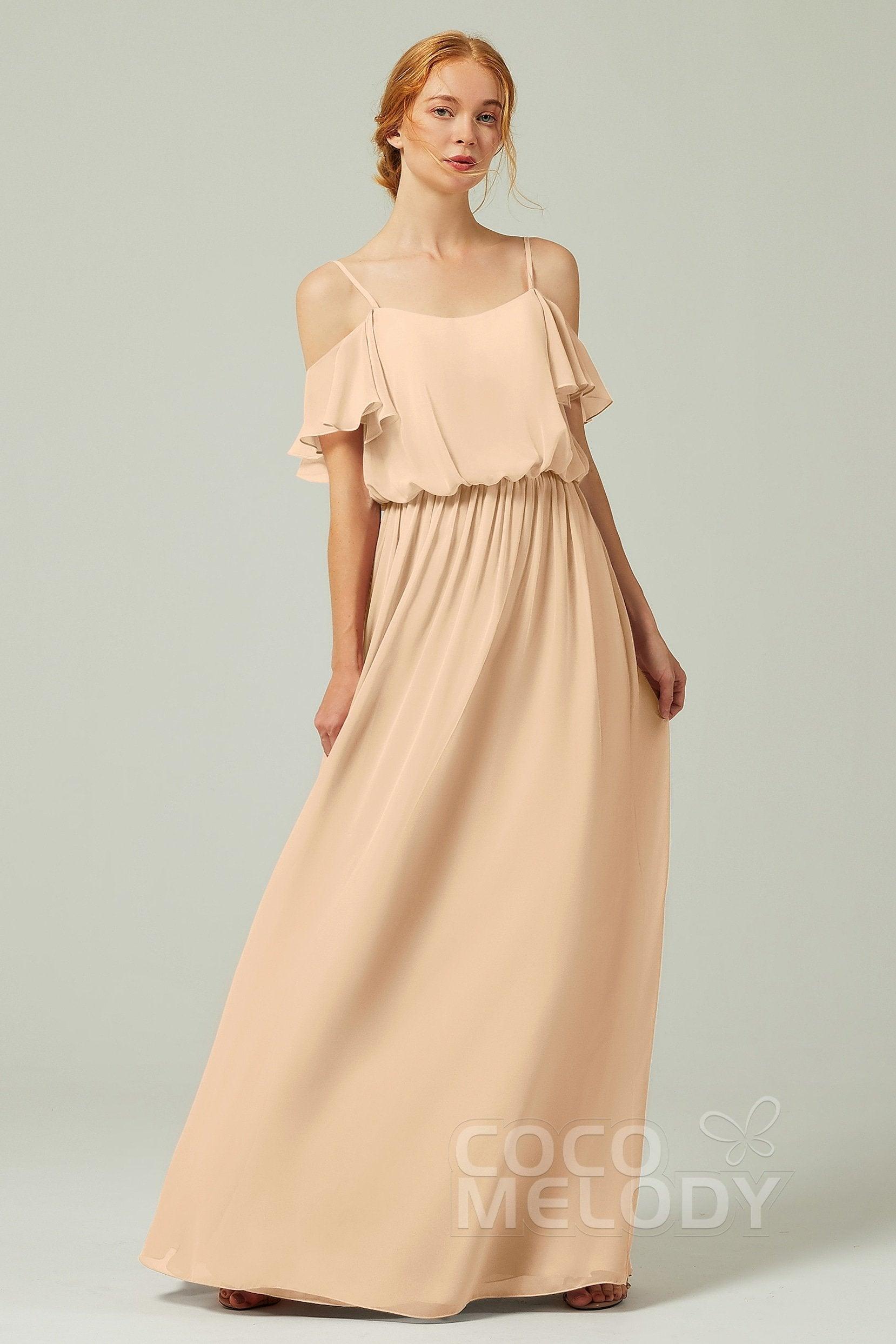 A-Line Floor Length Chiffon Bridesmaid Dress CB0300 - COCOMELODY