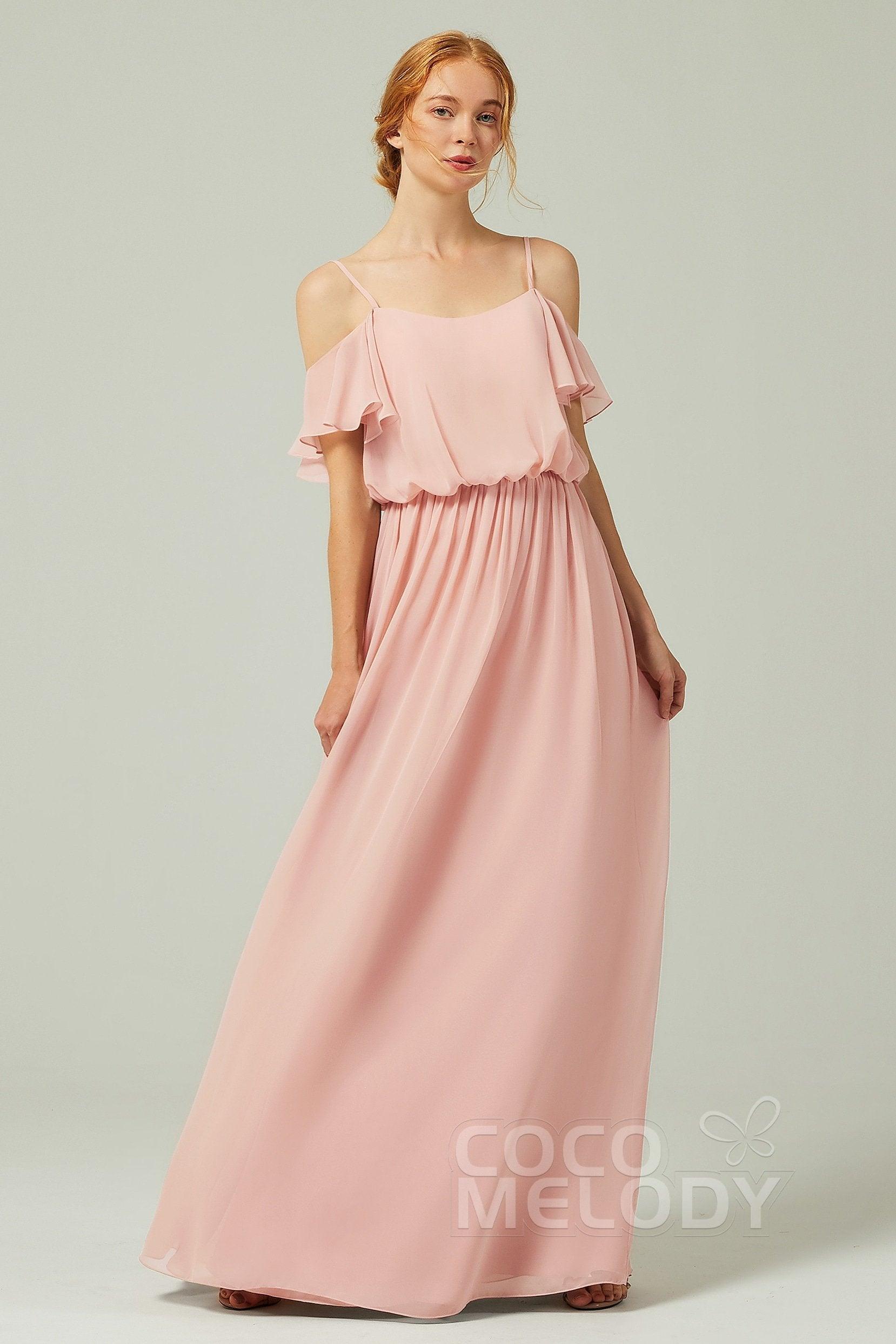 A-Line Floor Length Chiffon Bridesmaid Dress CB0300 - COCOMELODY