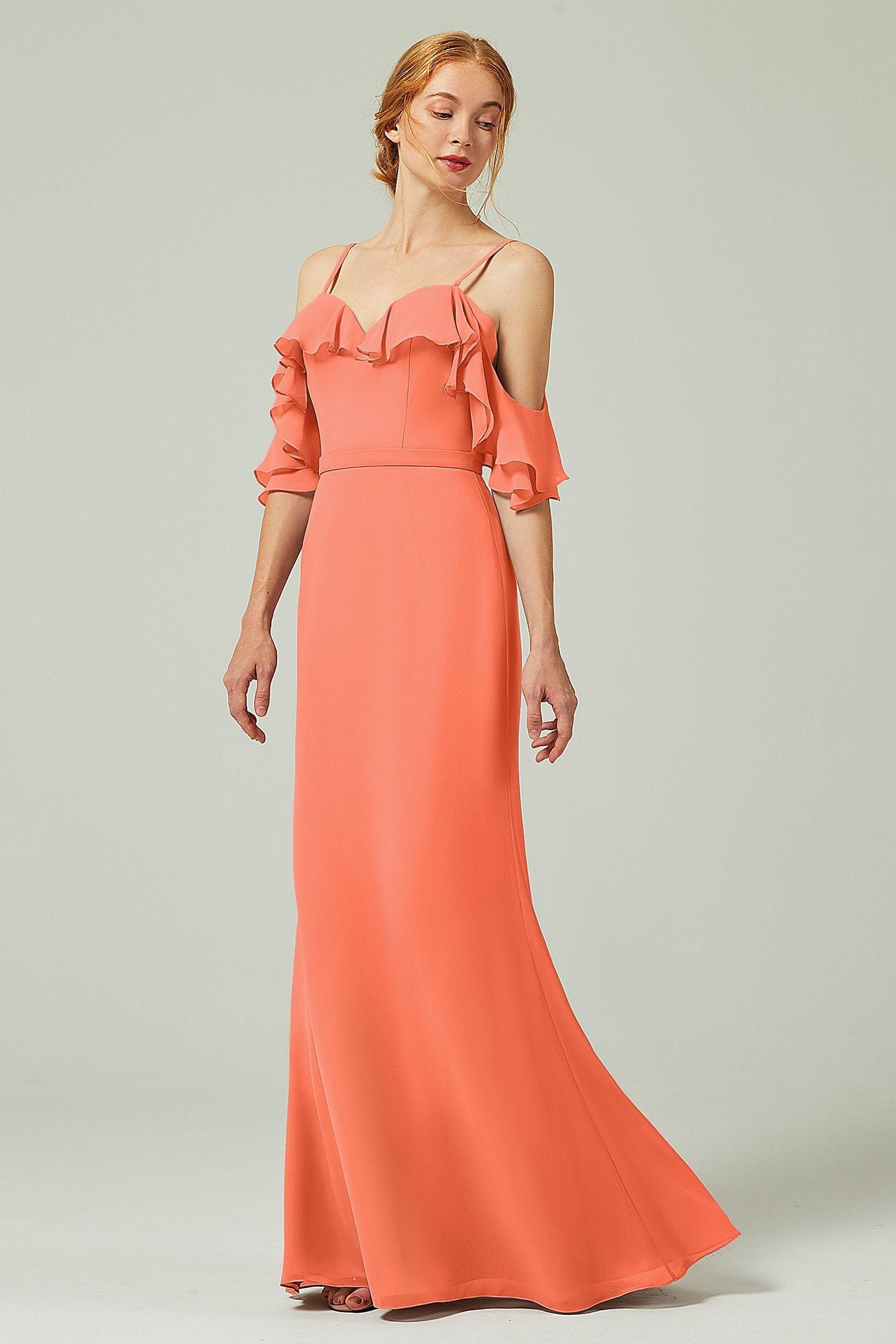 Sheath-Column Floor Length Chiffon Bridesmaid Dress CB0301 - COCOMELODY