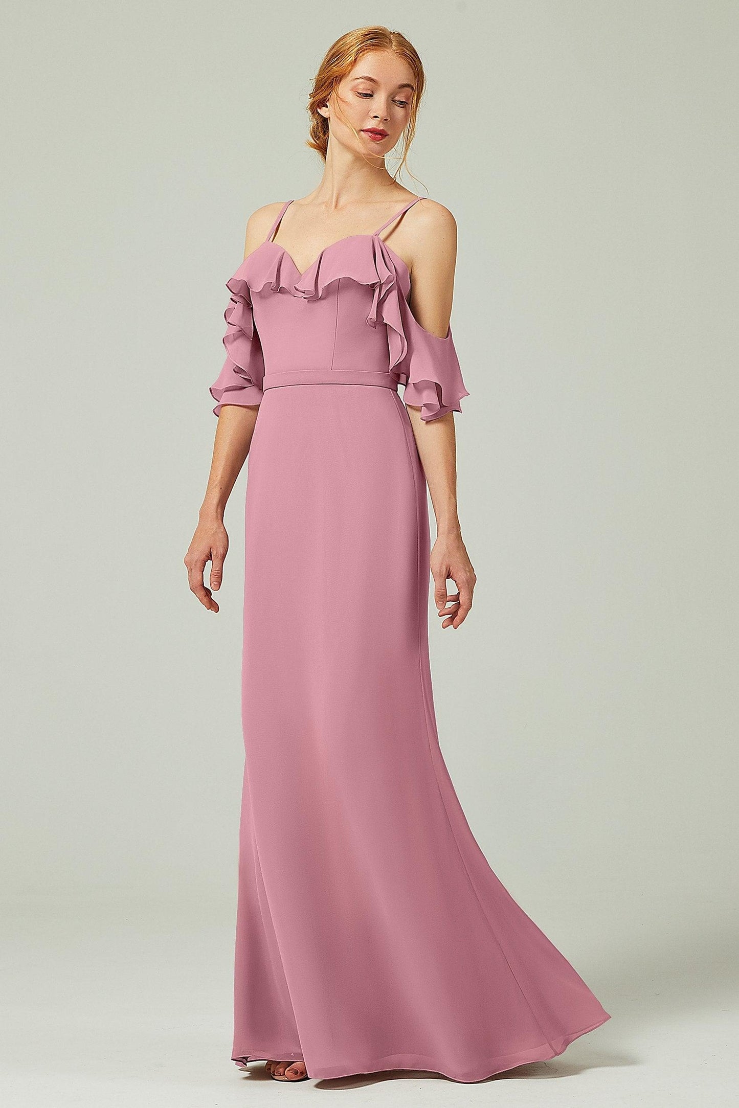 Sheath-Column Floor Length Chiffon Bridesmaid Dress CB0301 - COCOMELODY