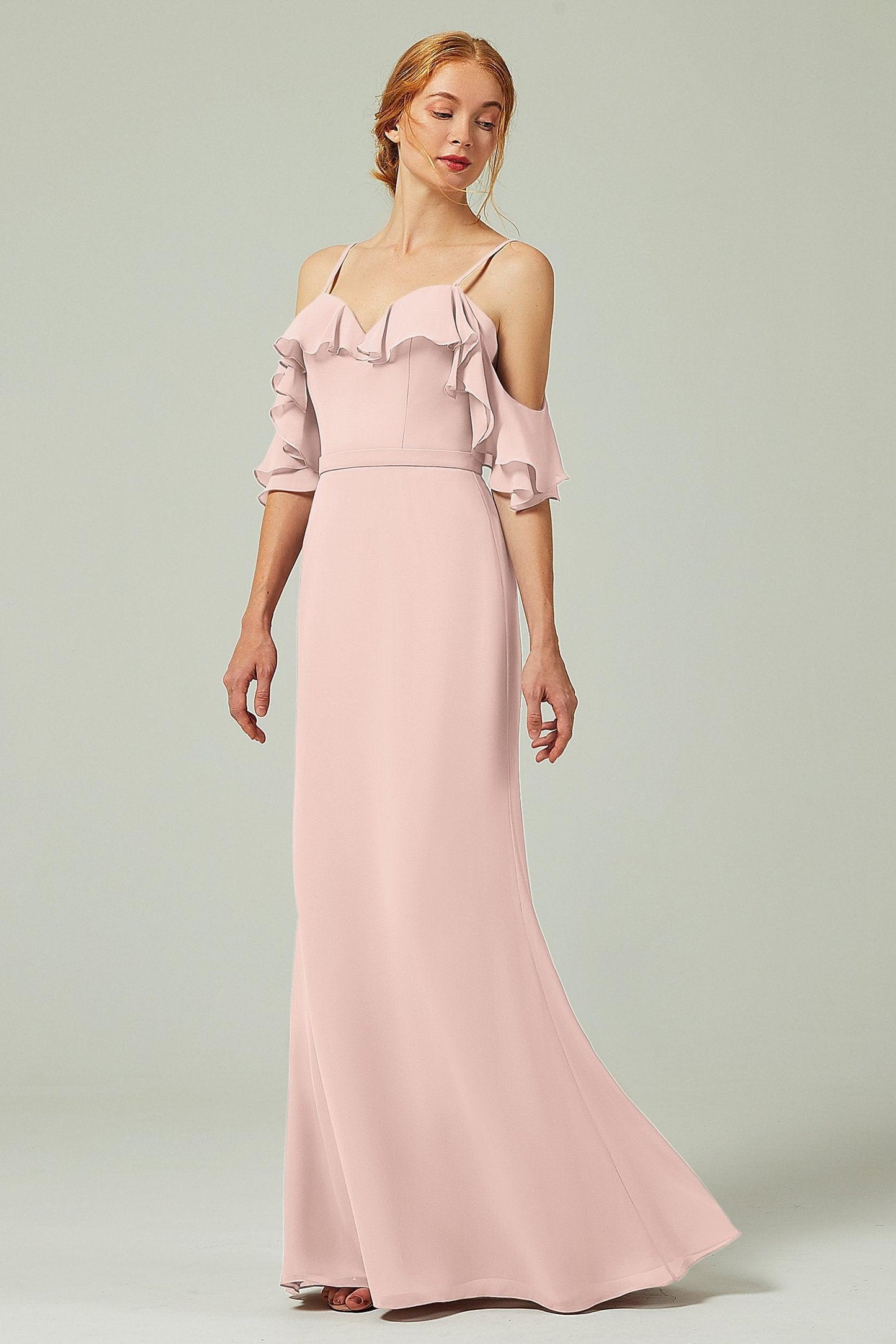 Sheath-Column Floor Length Chiffon Bridesmaid Dress CB0301 - COCOMELODY