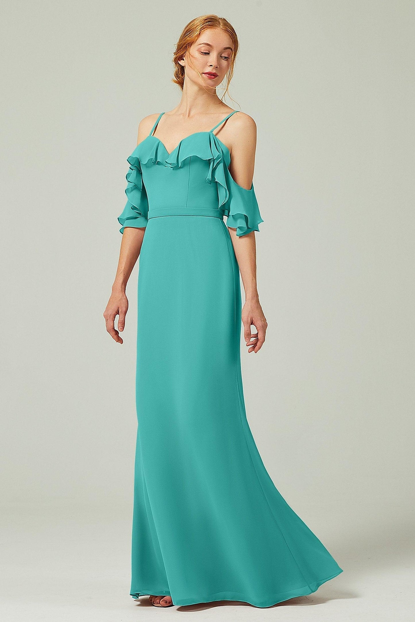 Sheath-Column Floor Length Chiffon Bridesmaid Dress CB0301 - COCOMELODY