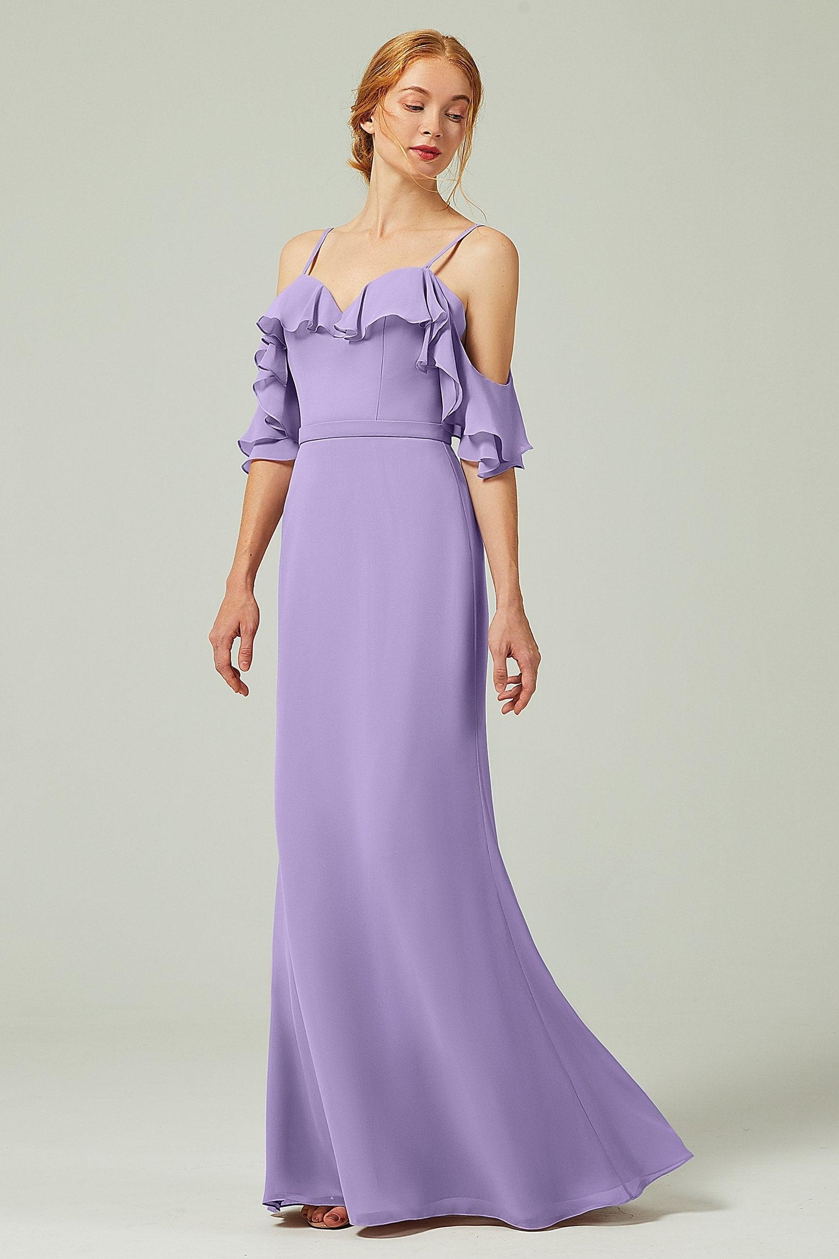 Sheath-Column Floor Length Chiffon Bridesmaid Dress CB0301 - COCOMELODY