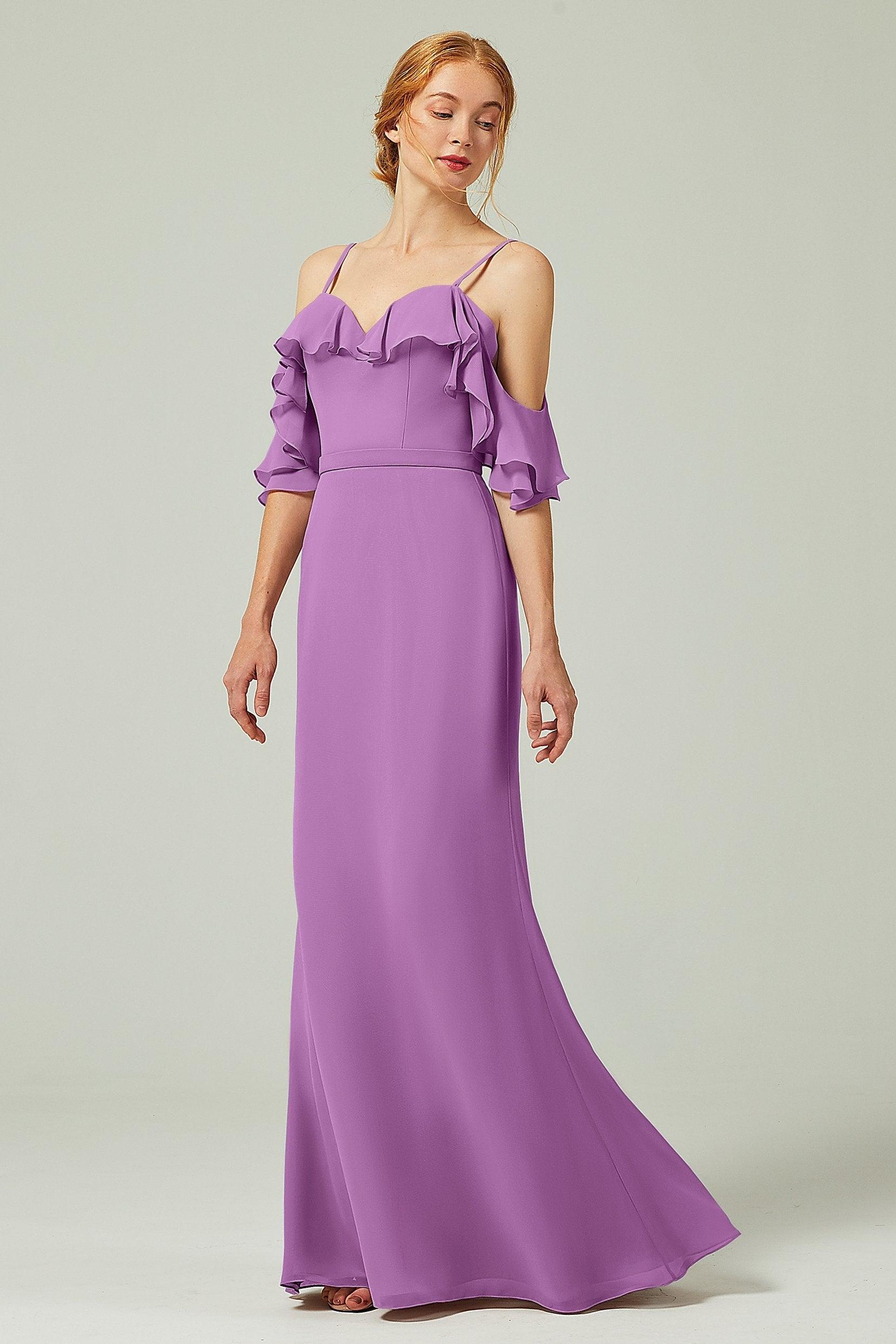 Sheath-Column Floor Length Chiffon Bridesmaid Dress CB0301 - COCOMELODY