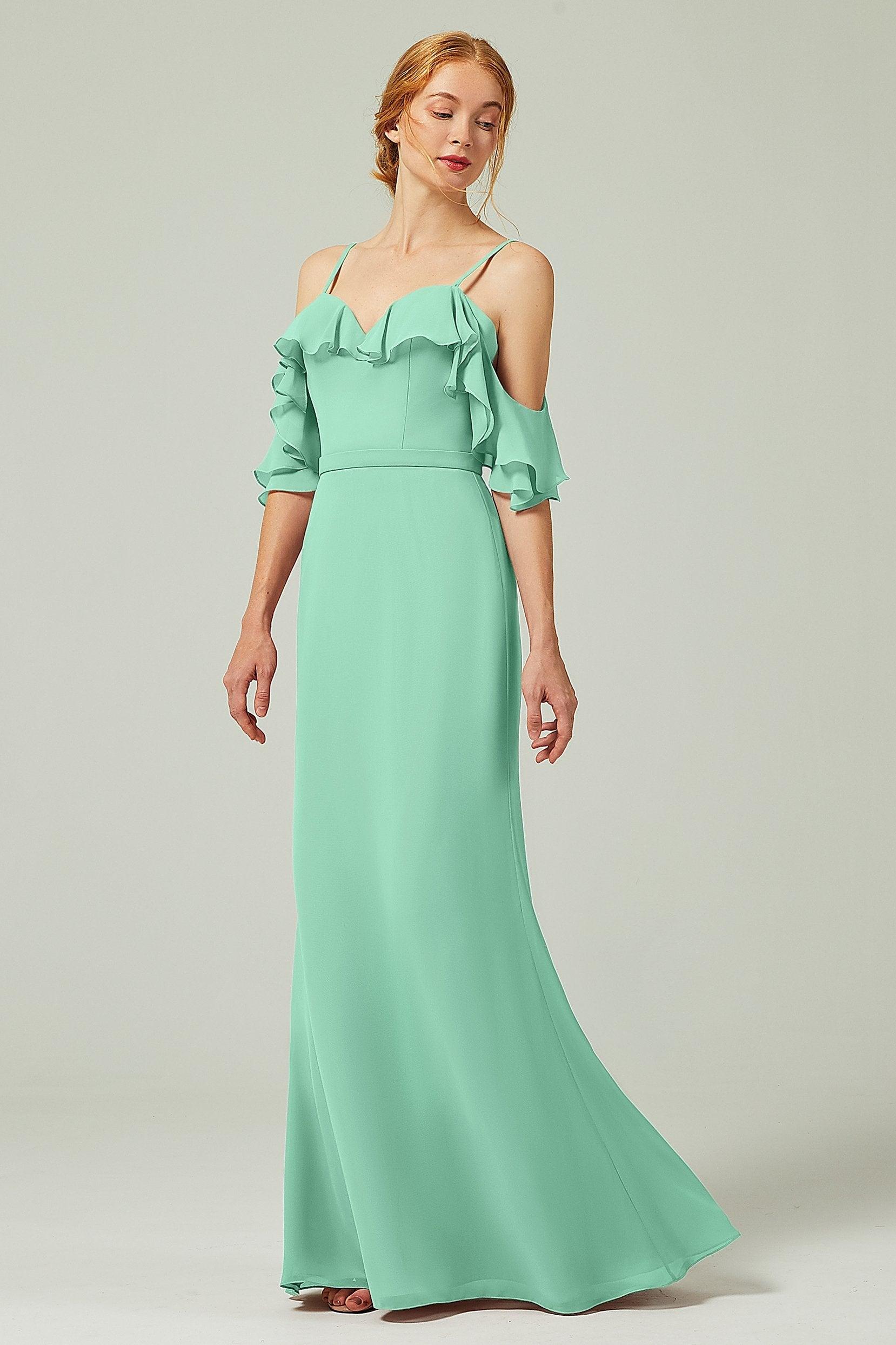 Sheath-Column Floor Length Chiffon Bridesmaid Dress CB0301 - COCOMELODY