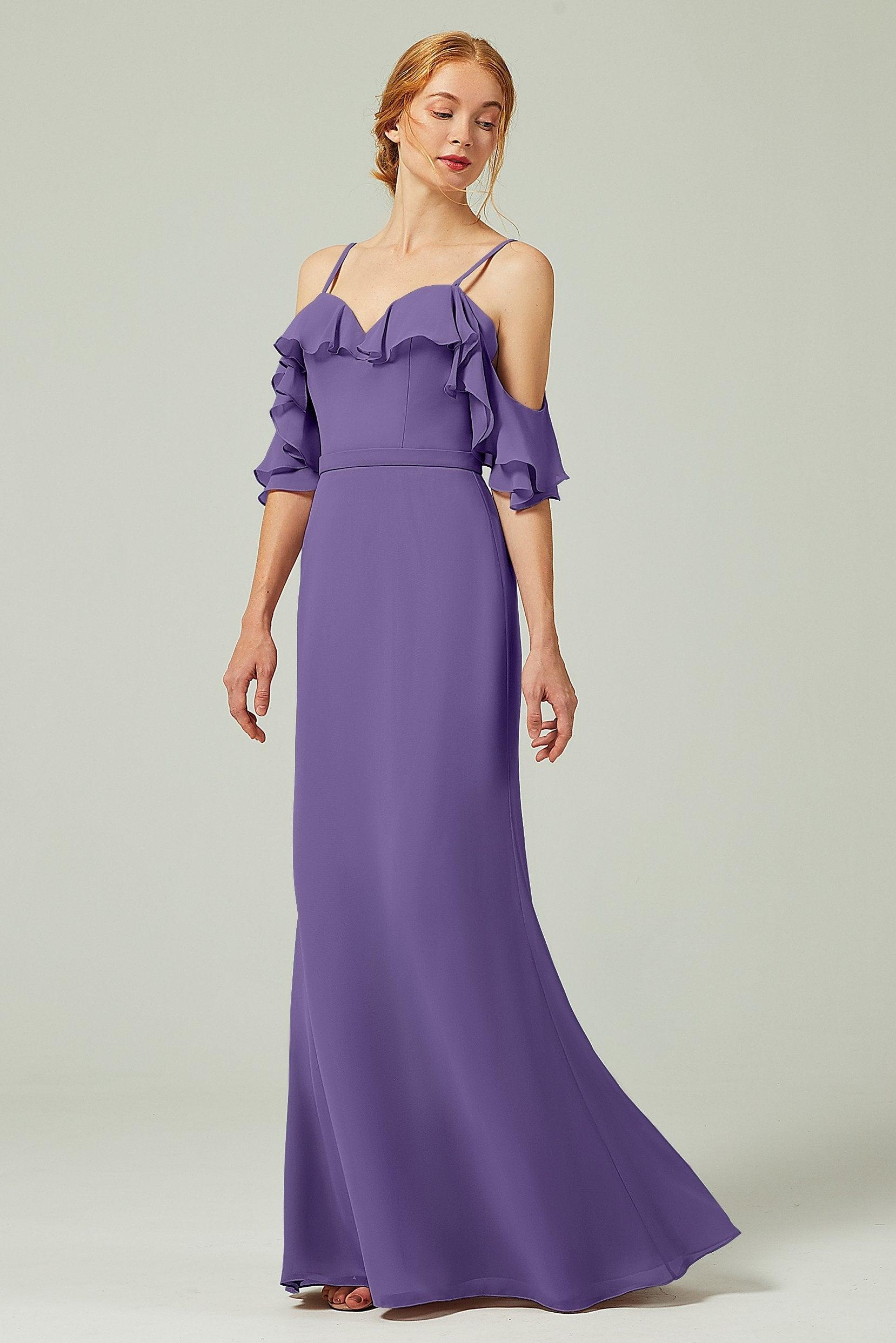 Sheath-Column Floor Length Chiffon Bridesmaid Dress CB0301 - COCOMELODY
