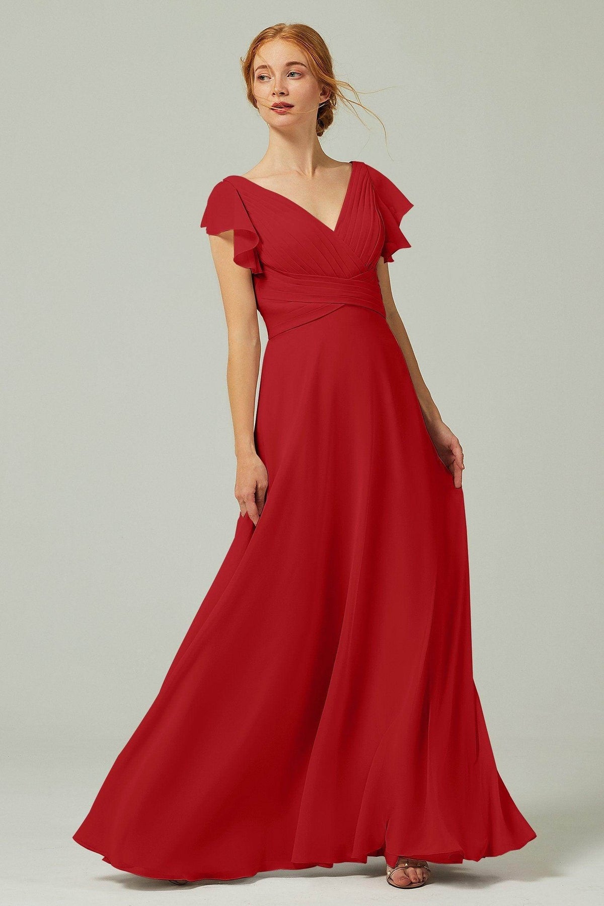 elegant sequins bridesmaid dresses Alette Maxi Dress Flutter Sleeves – Ivory Bridal & Wedding Dress