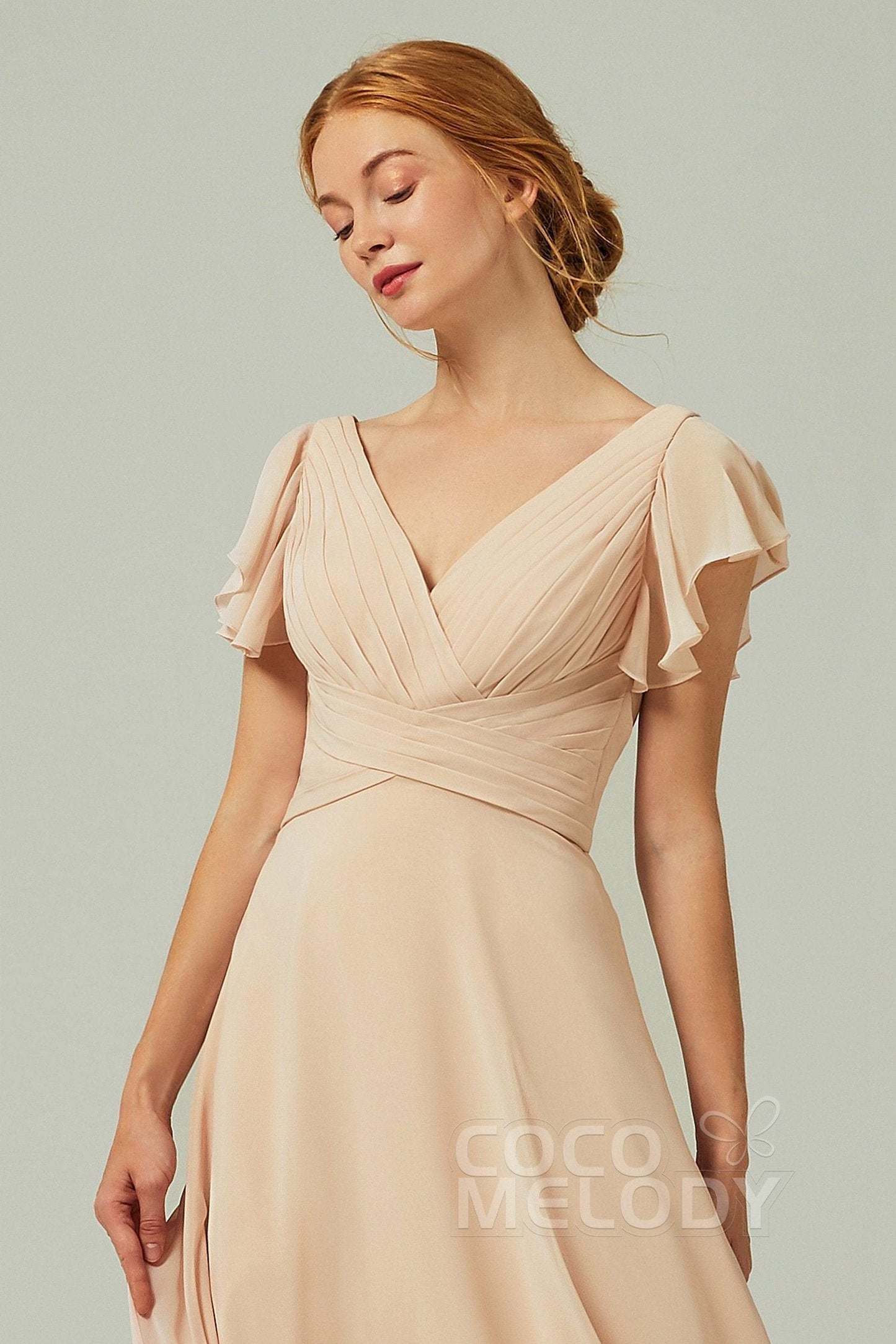 A-Line Floor Length Chiffon Bridesmaid Dress CB0302