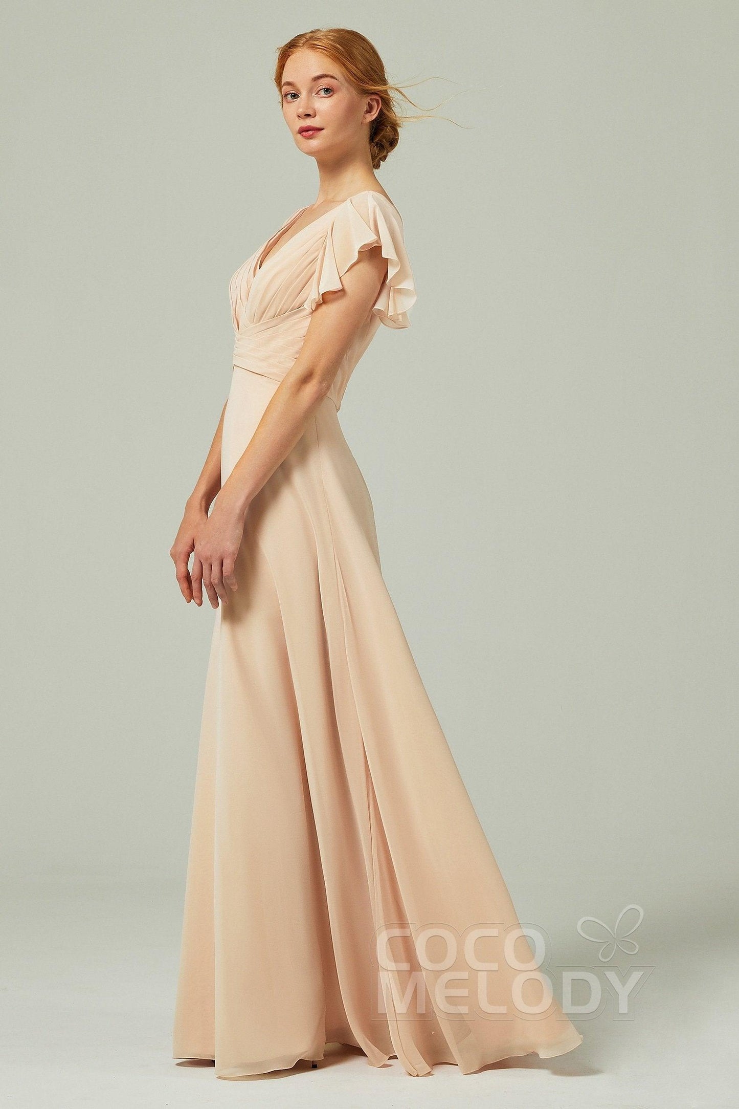 A-Line Floor Length Chiffon Bridesmaid Dress CB0302