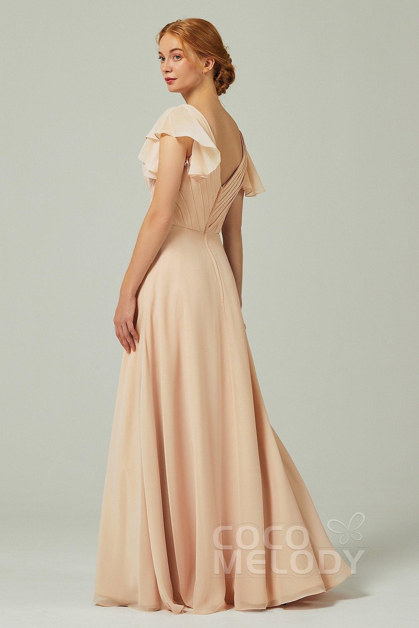 A-Line Floor Length Chiffon Bridesmaid Dress CB0302