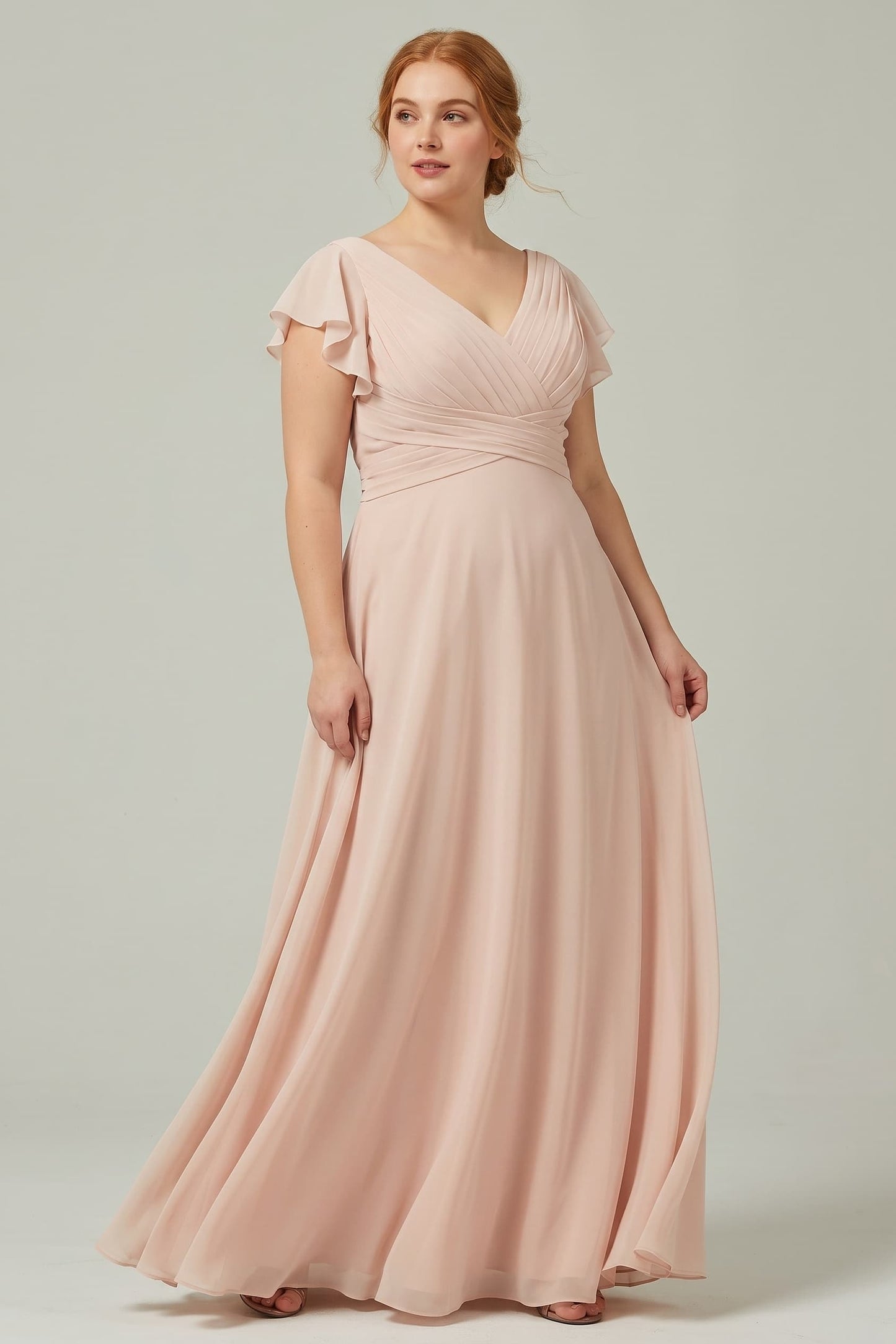 A-Line Floor Length Chiffon Bridesmaid Dress CB0302 - Fiery Red - COCOMELODY
