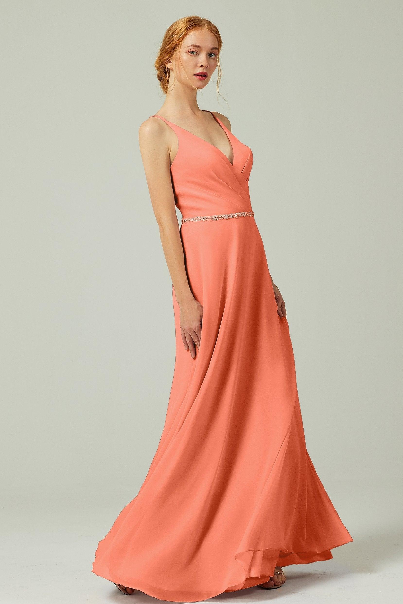 A-Line Floor Length Chiffon Bridesmaid Dress CB0303 - COCOMELODY