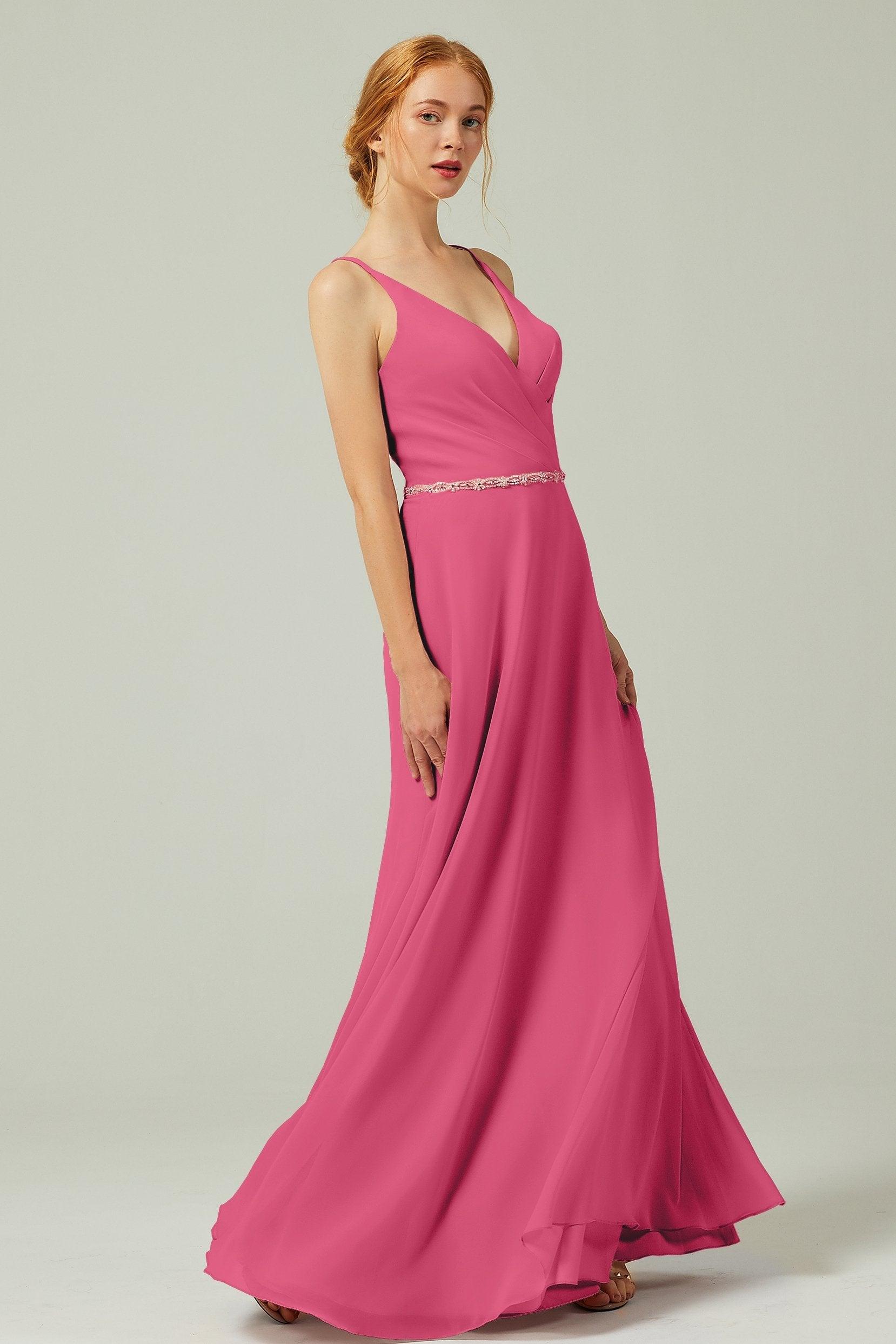 A-Line Floor Length Chiffon Bridesmaid Dress CB0303 - COCOMELODY