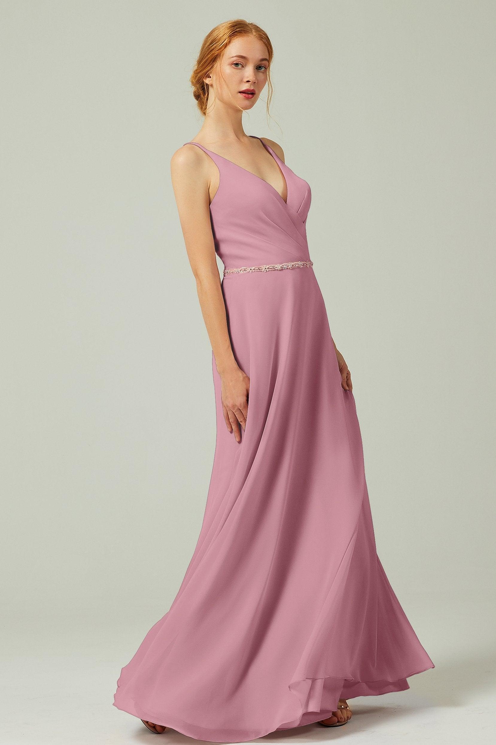 A-Line Floor Length Chiffon Bridesmaid Dress CB0303 - COCOMELODY