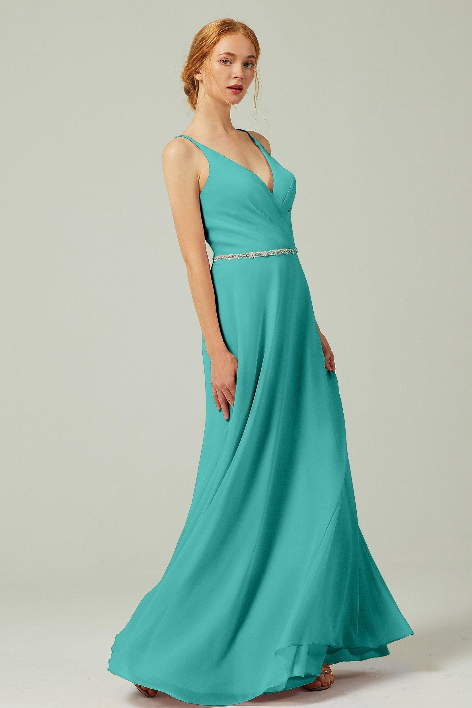 A-Line Floor Length Chiffon Bridesmaid Dress CB0303 - COCOMELODY