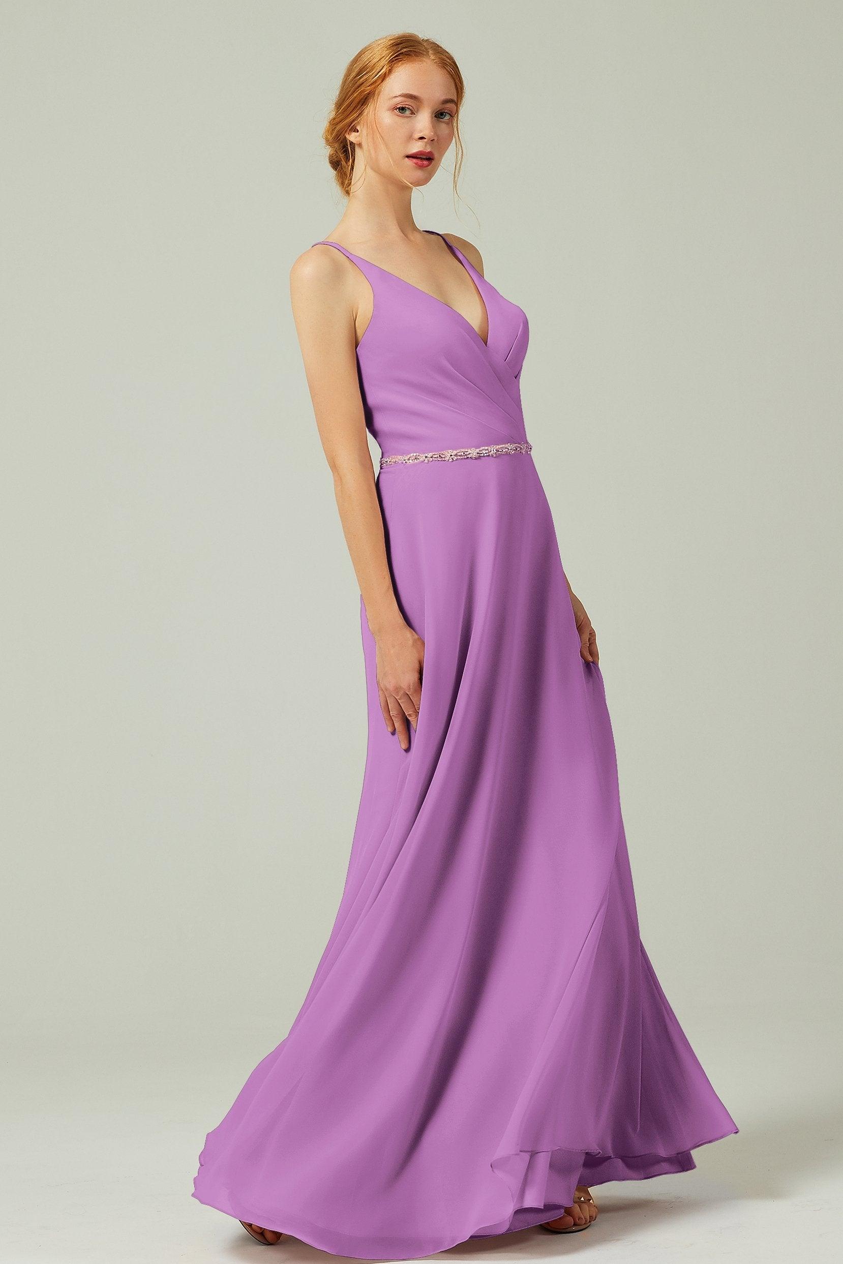 A-Line Floor Length Chiffon Bridesmaid Dress CB0303 - COCOMELODY