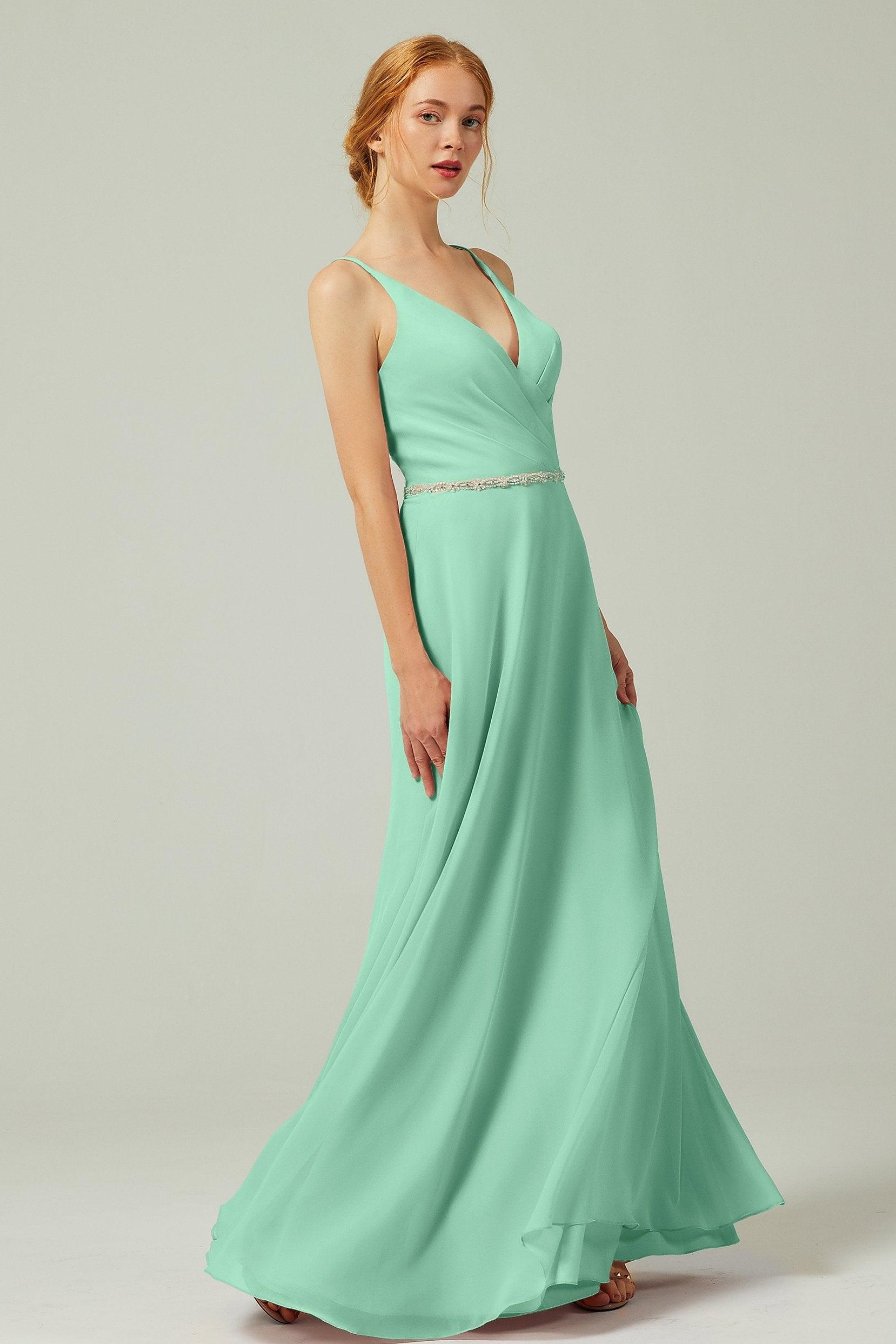 A-Line Floor Length Chiffon Bridesmaid Dress CB0303 - COCOMELODY