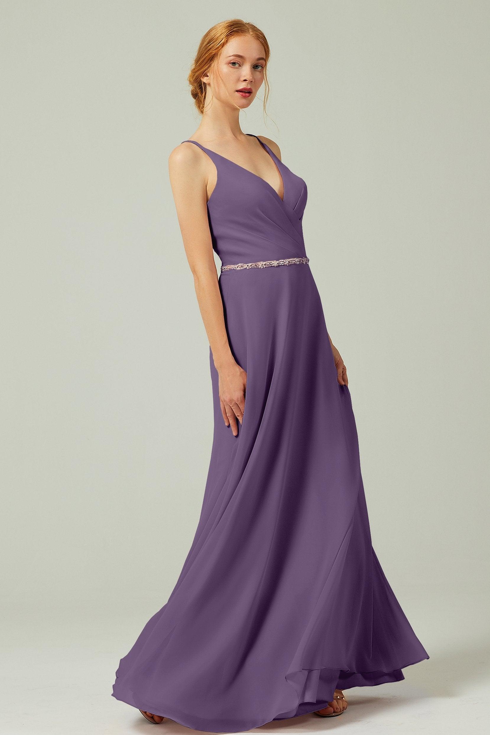 A-Line Floor Length Chiffon Bridesmaid Dress CB0303 - COCOMELODY