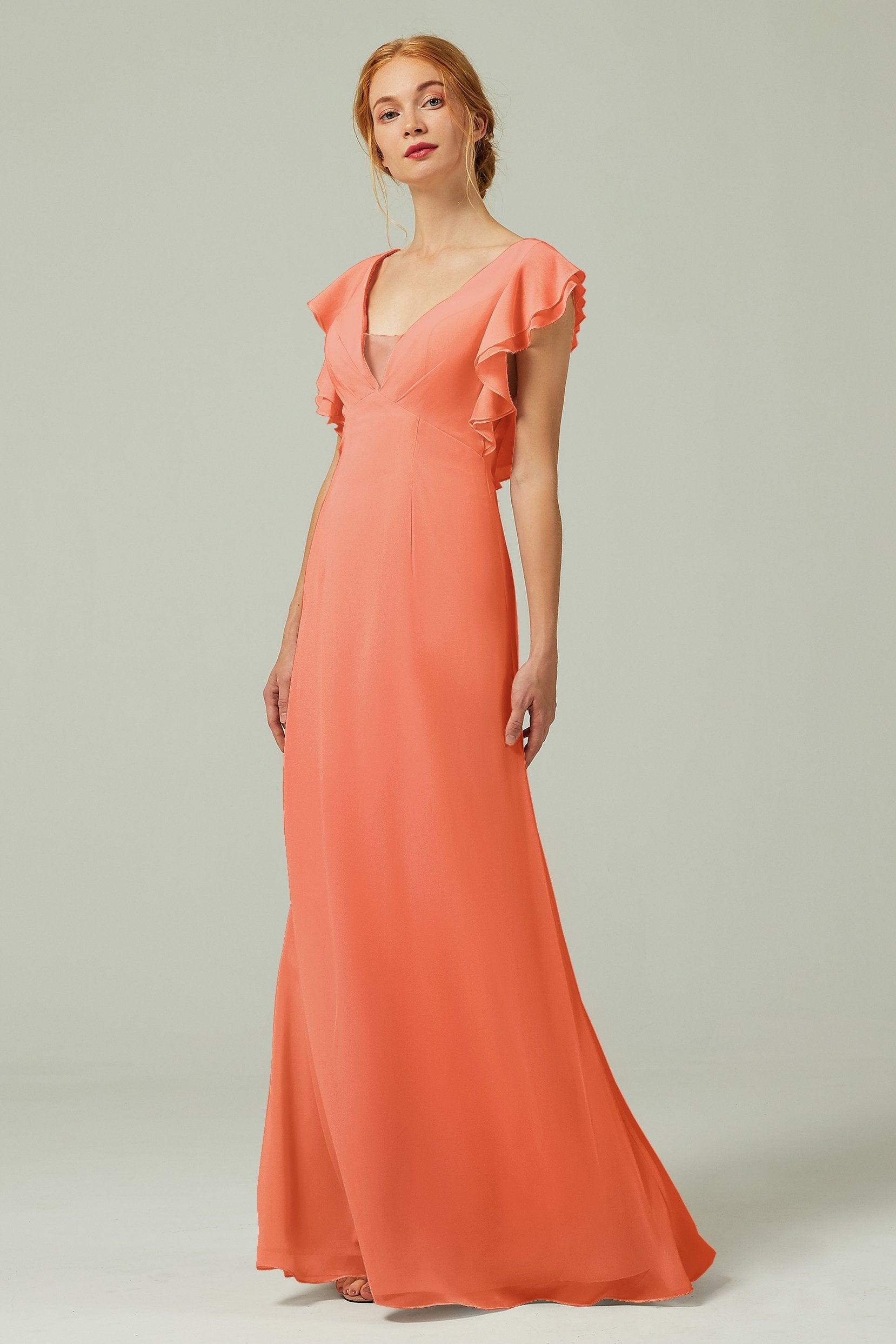 Sheath-Column Floor Length Chiffon Bridesmaid Dress CB0304 - COCOMELODY