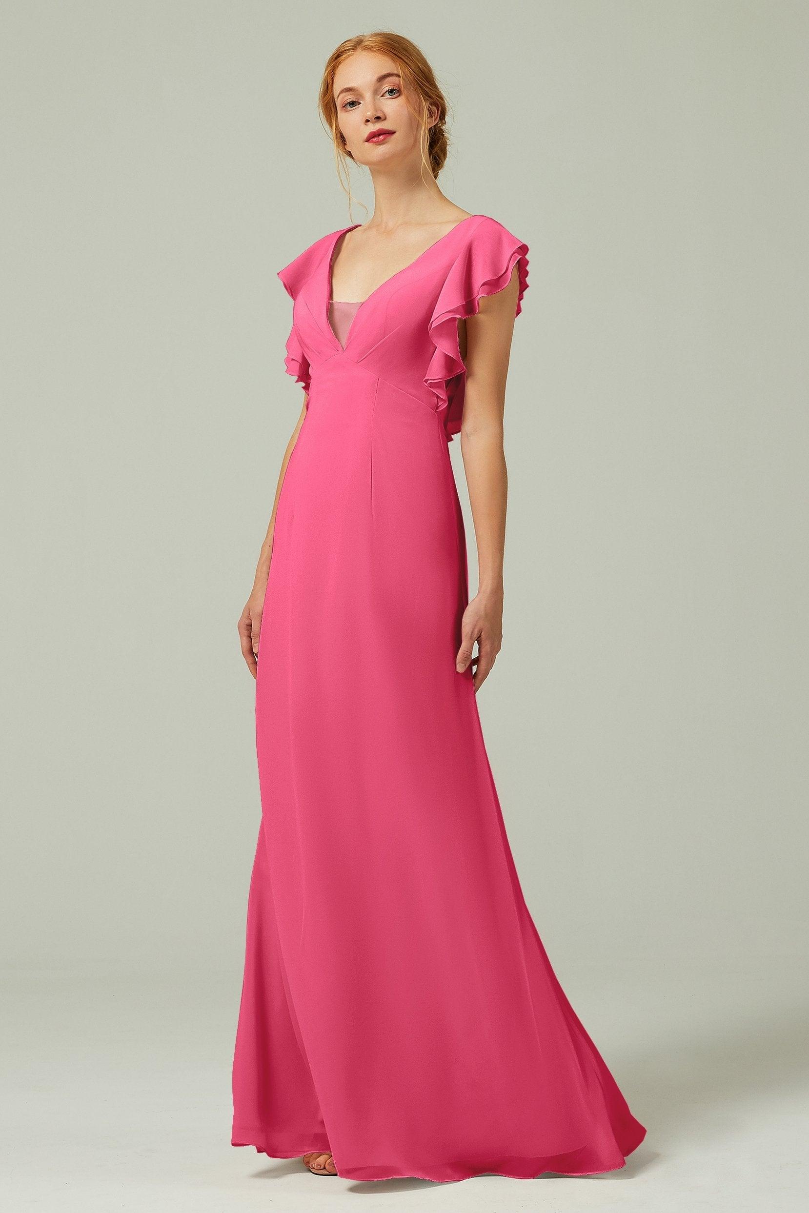 Sheath-Column Floor Length Chiffon Bridesmaid Dress CB0304 - COCOMELODY