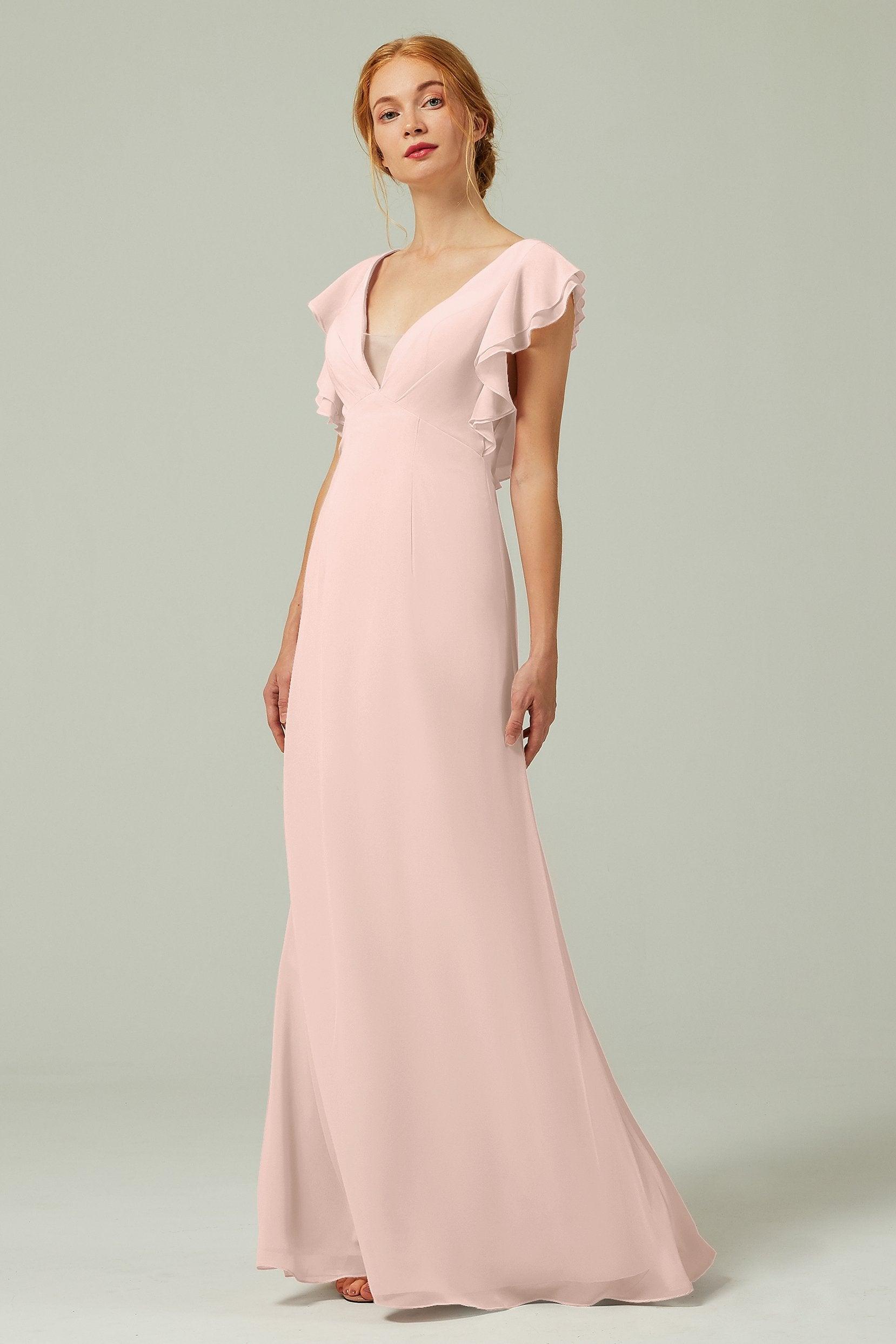 Sheath-Column Floor Length Chiffon Bridesmaid Dress CB0304 - COCOMELODY