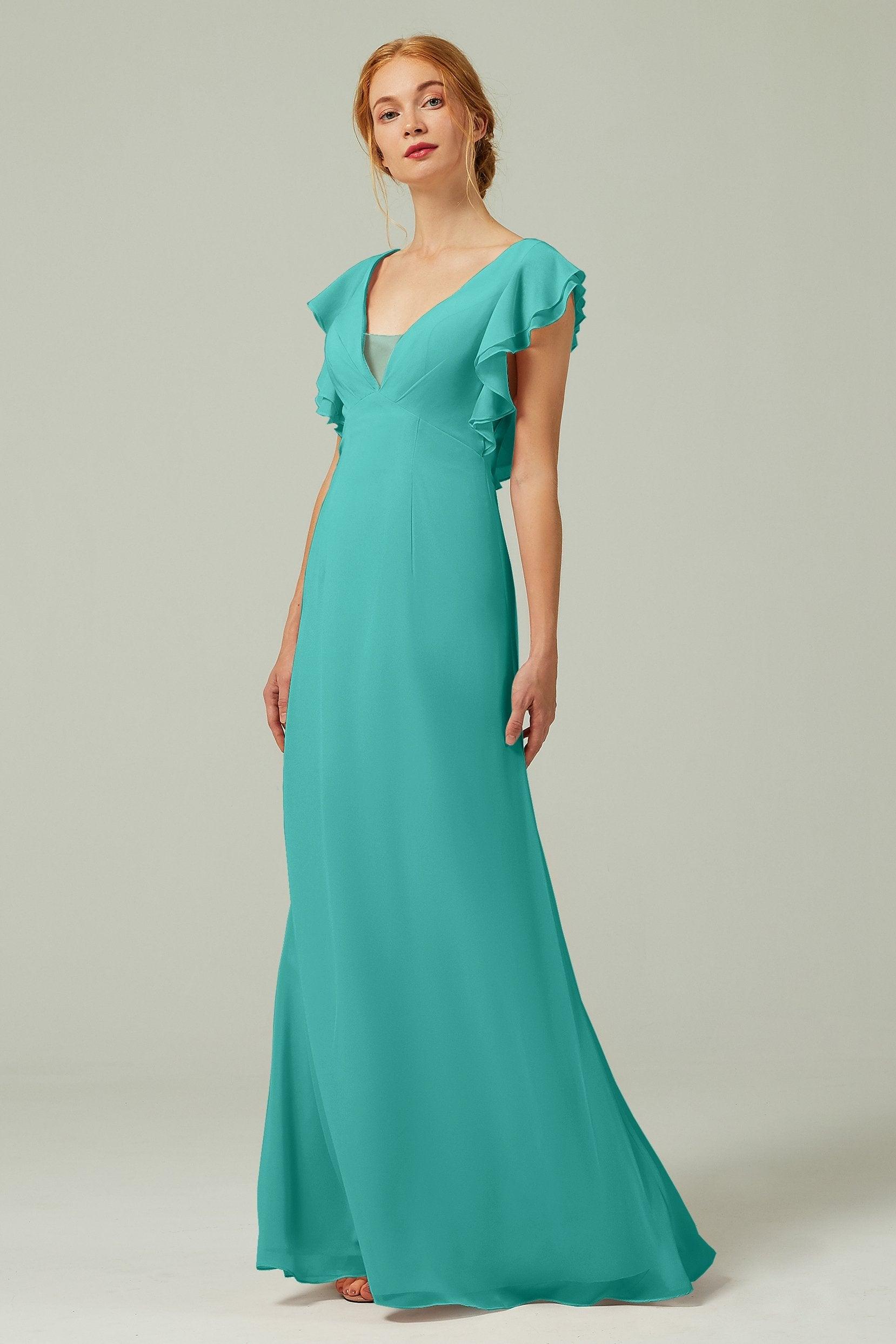 Sheath-Column Floor Length Chiffon Bridesmaid Dress CB0304 - COCOMELODY