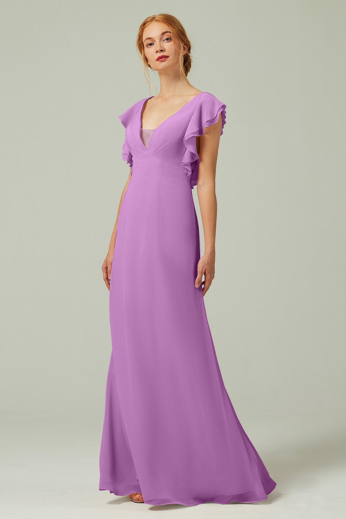 Sheath-Column Floor Length Chiffon Bridesmaid Dress CB0304 - COCOMELODY