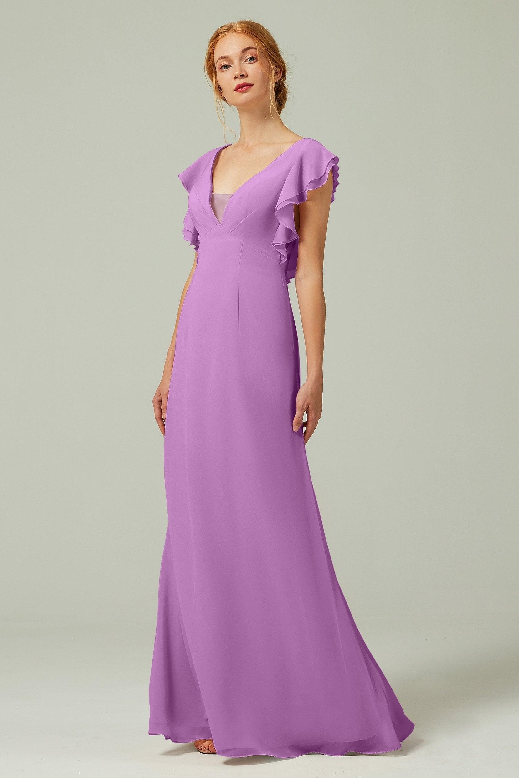 Sheath-Column Floor Length Chiffon Bridesmaid Dress CB0304 - COCOMELODY