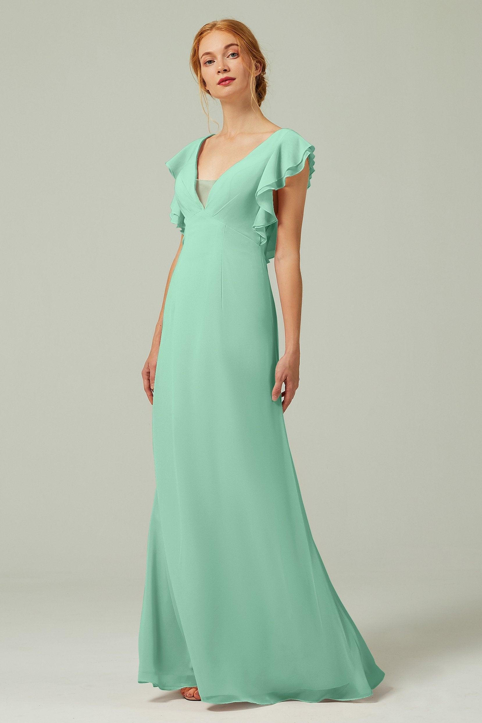 Sheath-Column Floor Length Chiffon Bridesmaid Dress CB0304 - COCOMELODY