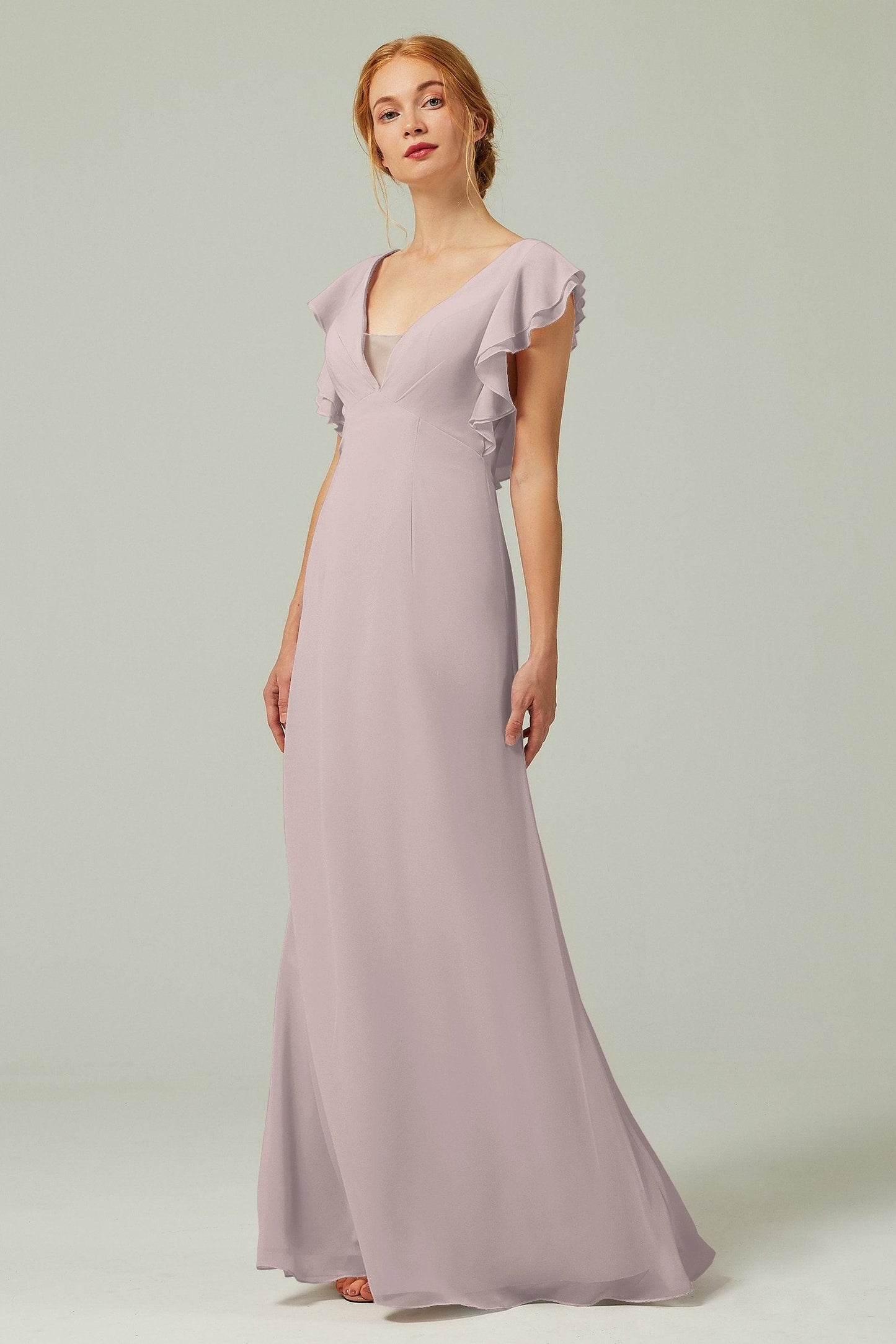 Sheath-Column Floor Length Chiffon Bridesmaid Dress CB0304 - COCOMELODY