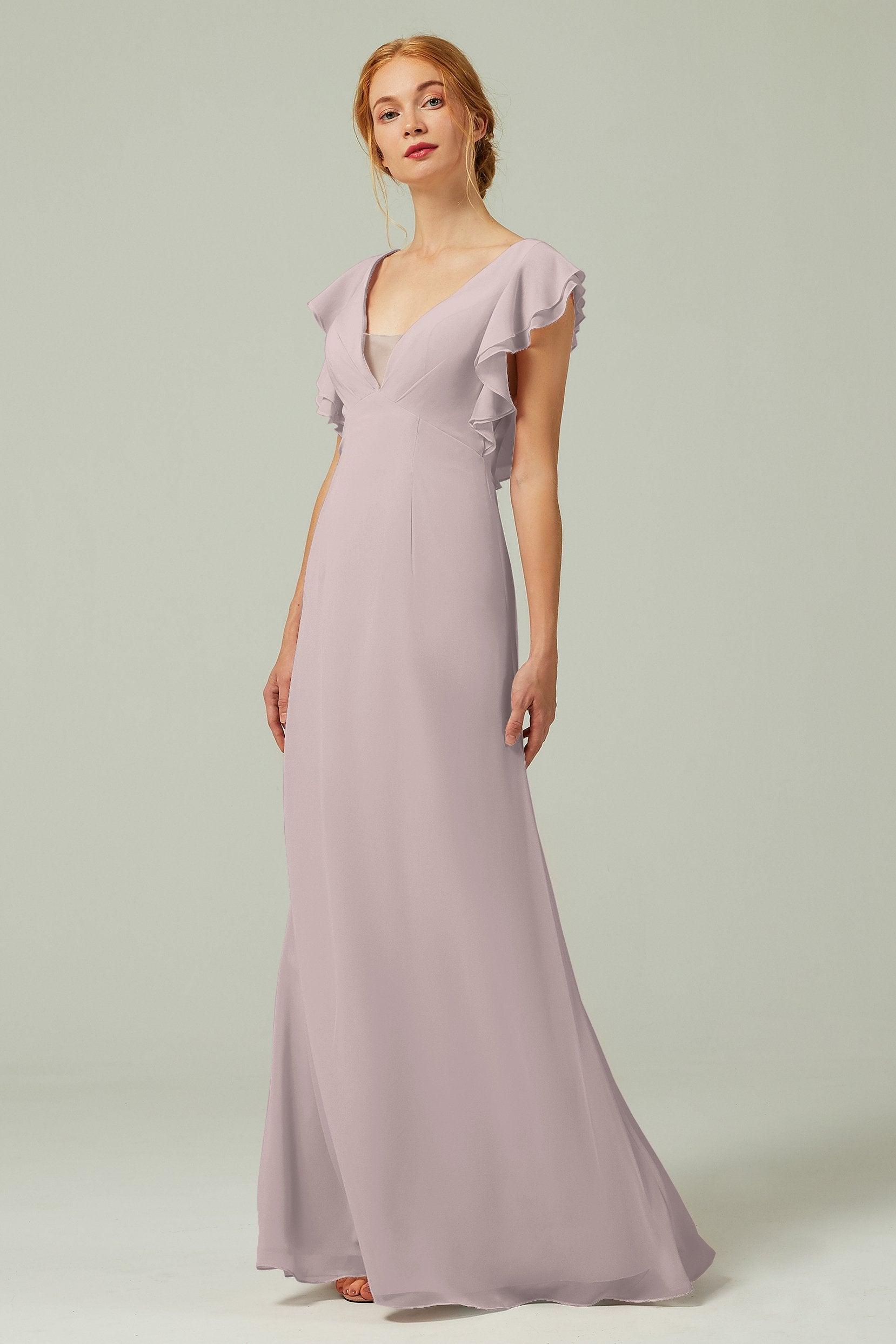 Sheath-Column Floor Length Chiffon Bridesmaid Dress CB0304 - COCOMELODY