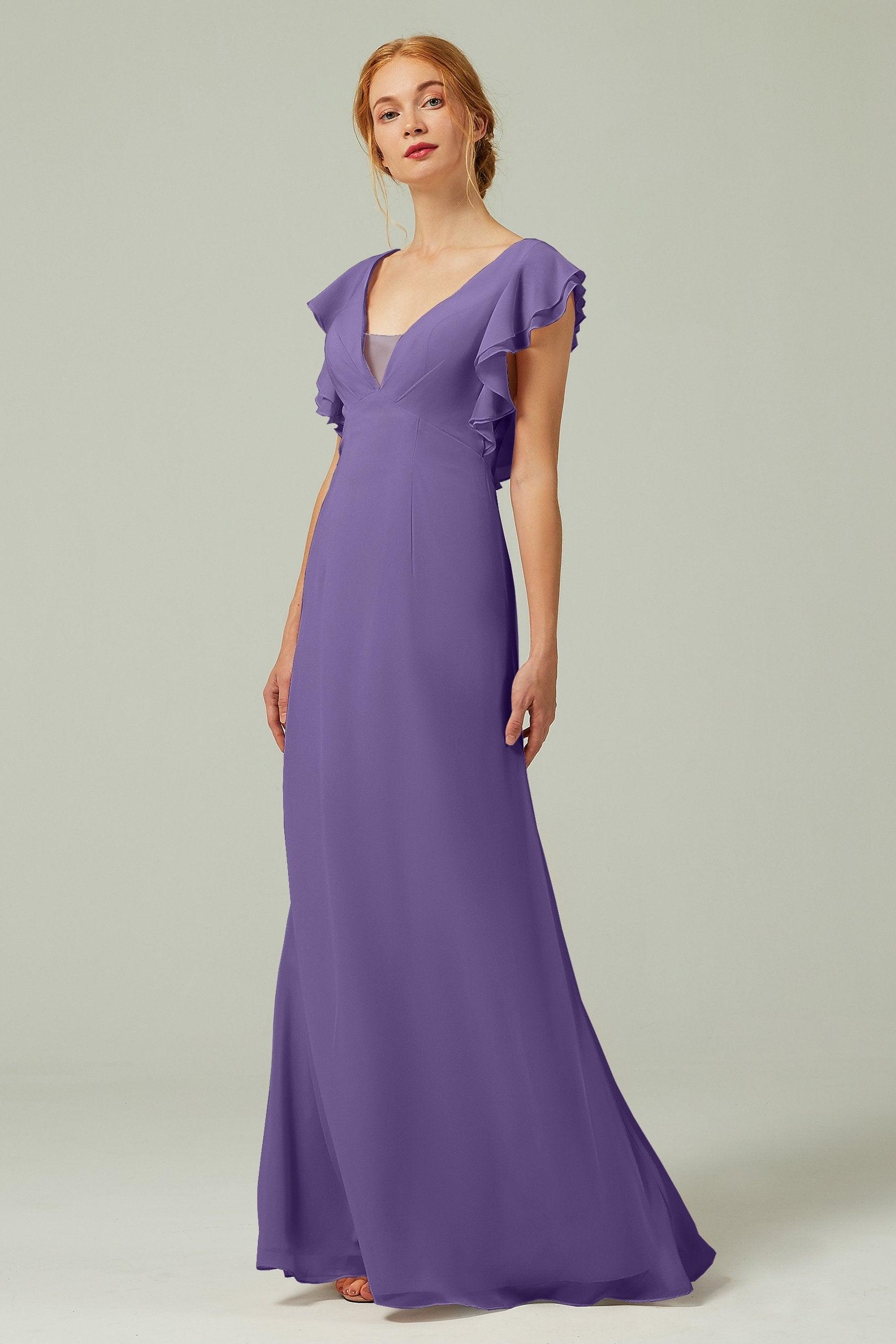 Sheath-Column Floor Length Chiffon Bridesmaid Dress CB0304 - COCOMELODY