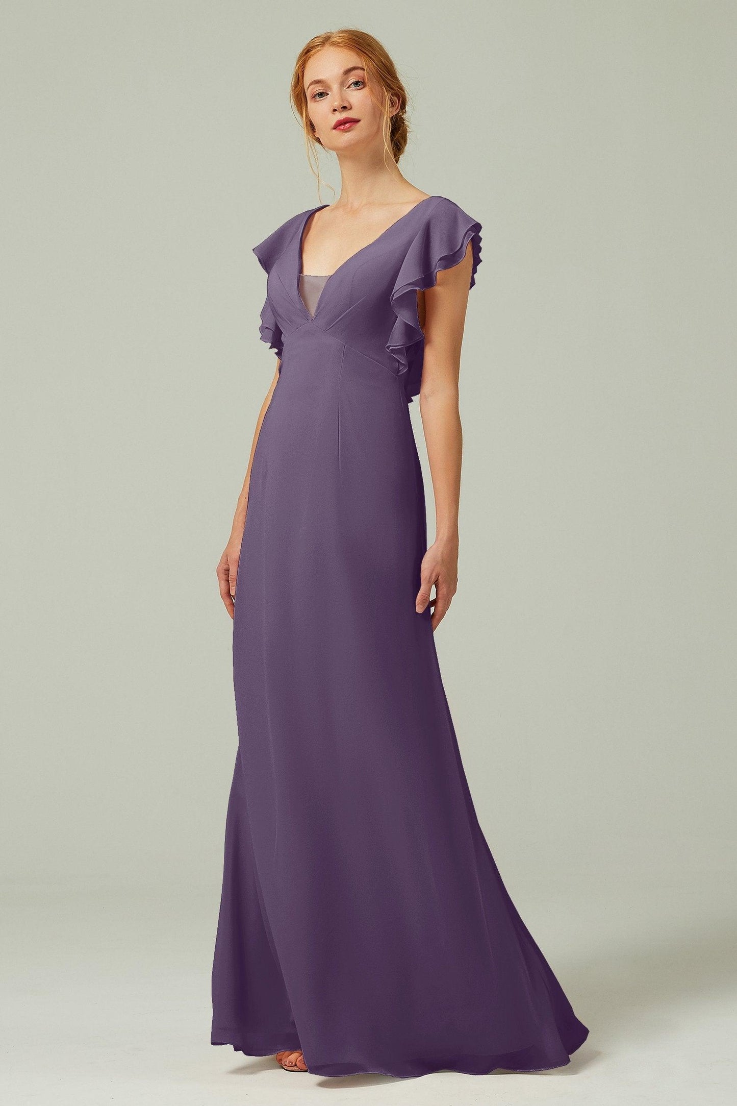 Sheath-Column Floor Length Chiffon Bridesmaid Dress CB0304 - COCOMELODY