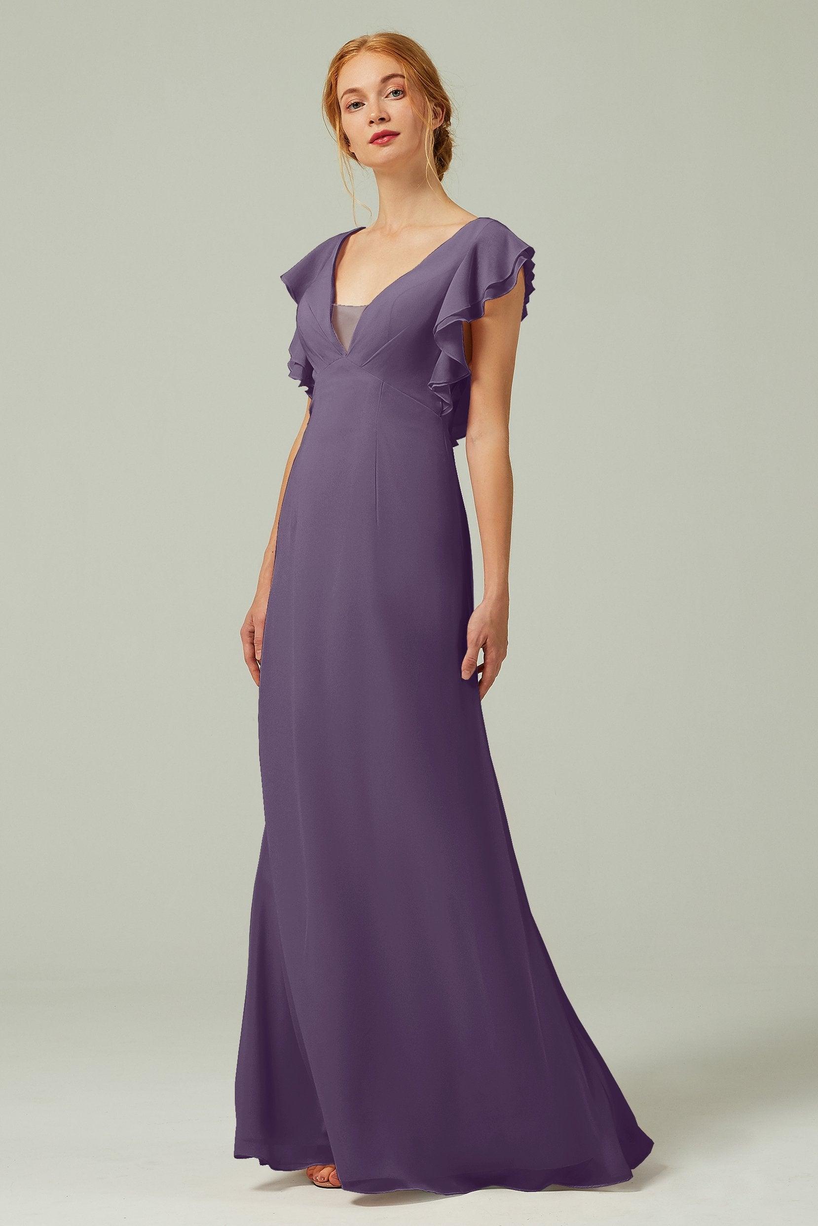 Sheath-Column Floor Length Chiffon Bridesmaid Dress CB0304 - COCOMELODY