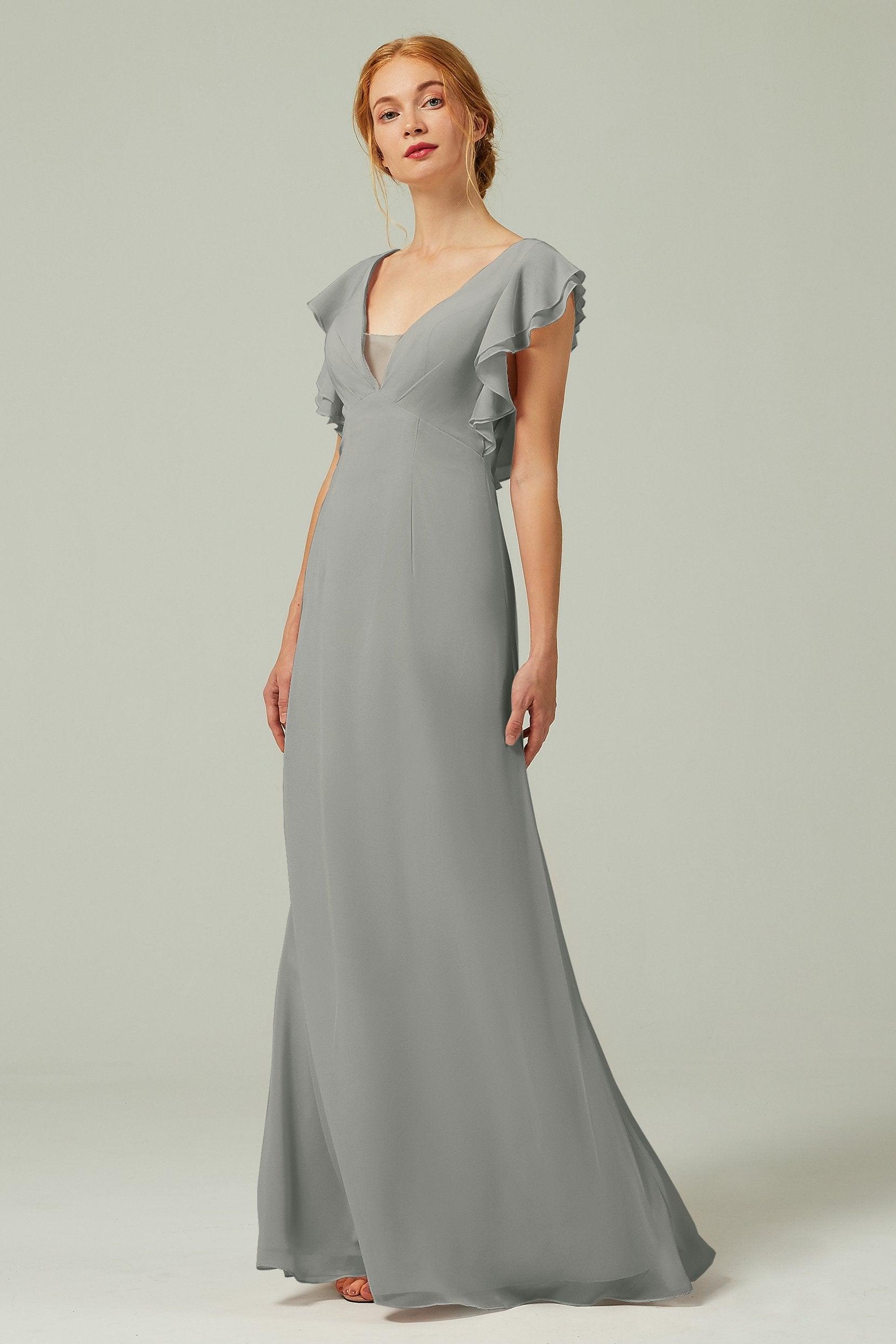 Sheath-Column Floor Length Chiffon Bridesmaid Dress CB0304 - COCOMELODY