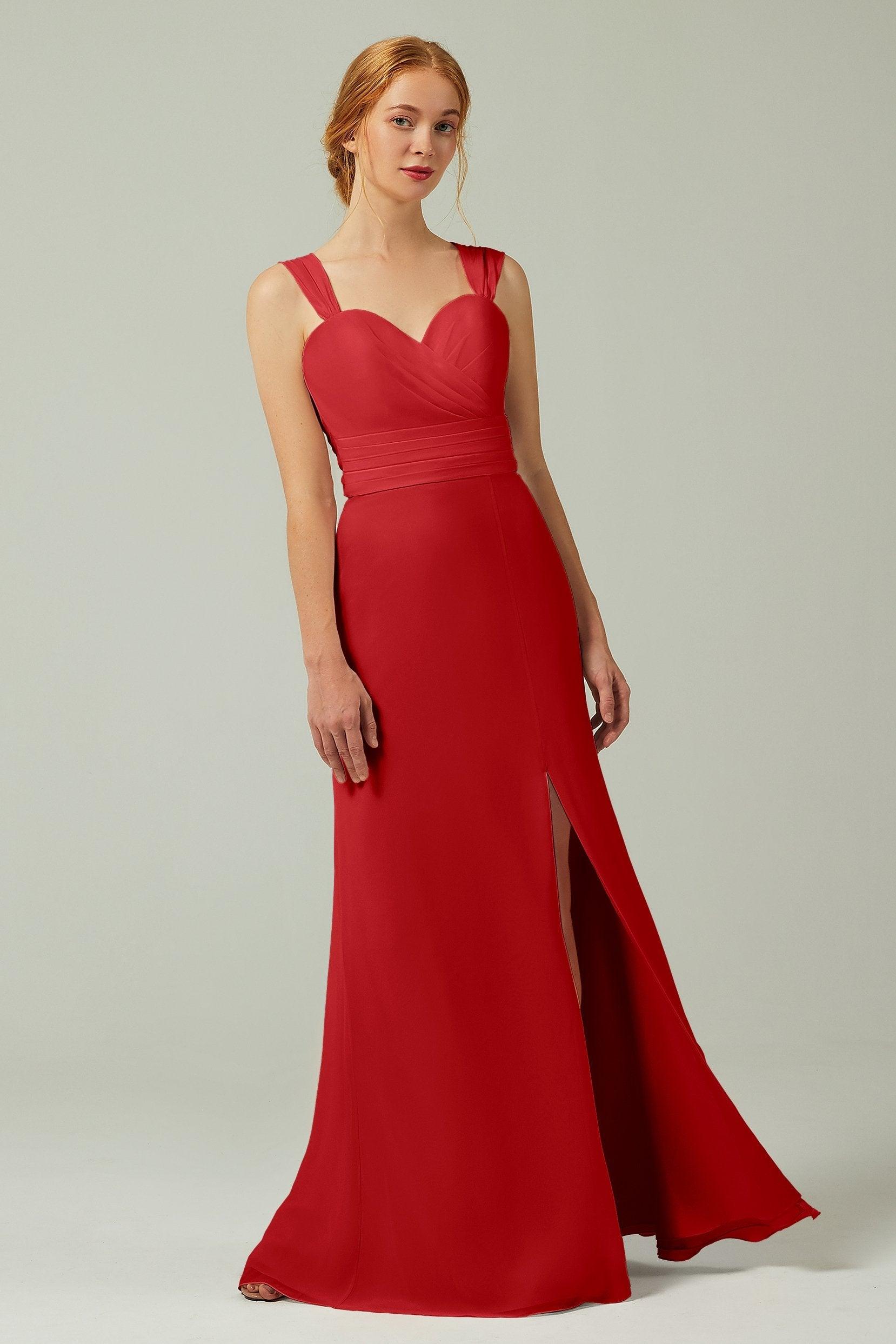Sheath-Column Floor Length Chiffon Bridesmaid Dress CB0305 - COCOMELODY
