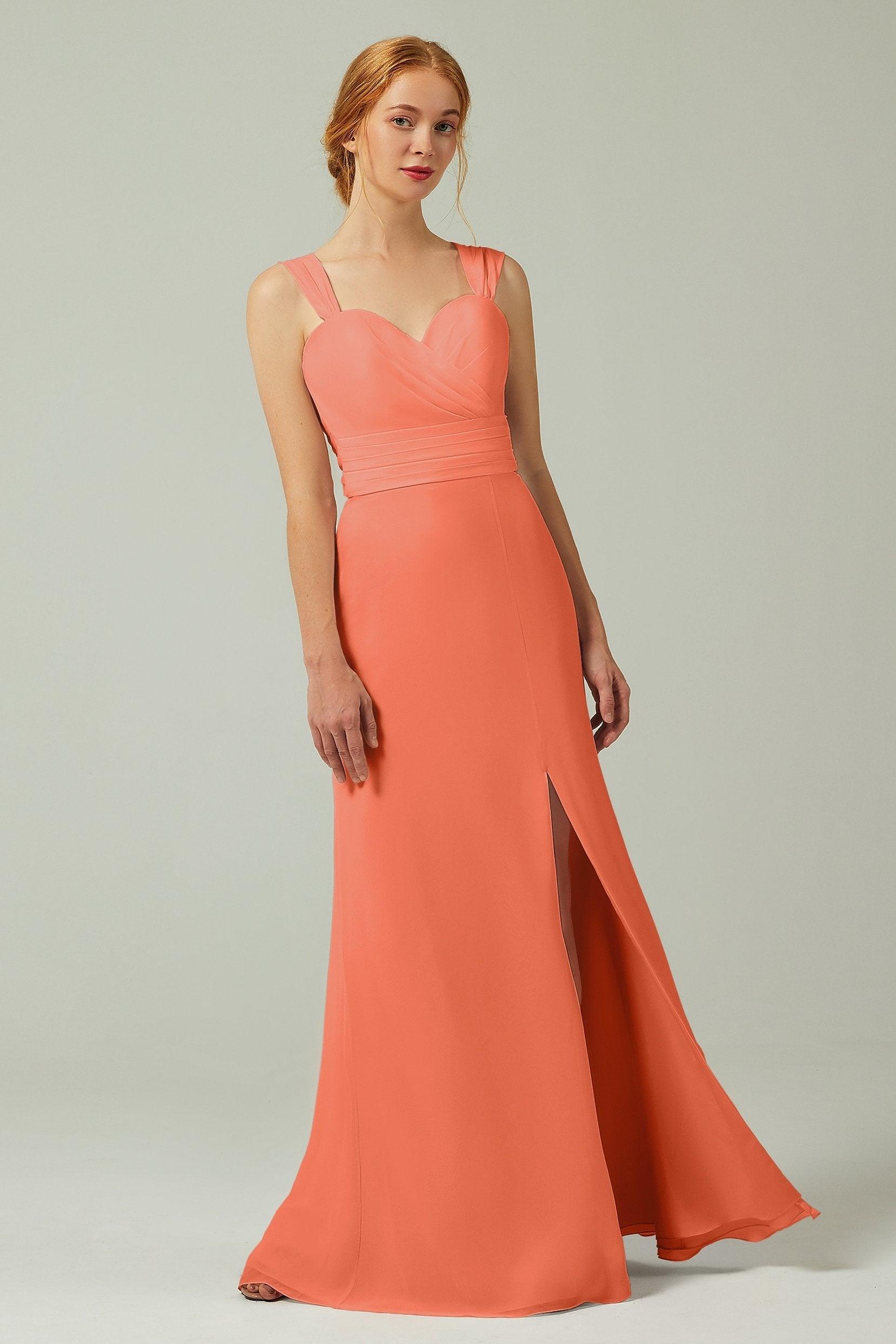 Sheath-Column Floor Length Chiffon Bridesmaid Dress CB0305 - COCOMELODY
