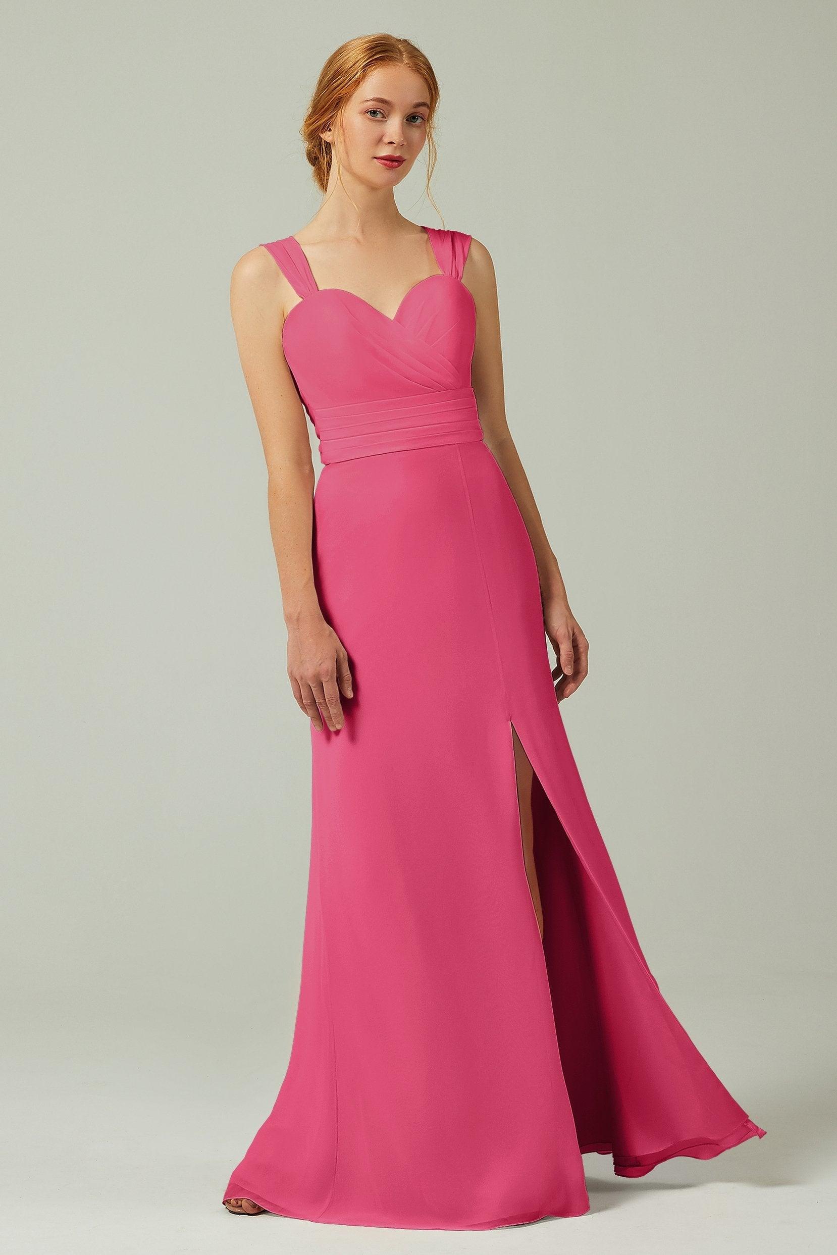 Sheath-Column Floor Length Chiffon Bridesmaid Dress CB0305 - COCOMELODY
