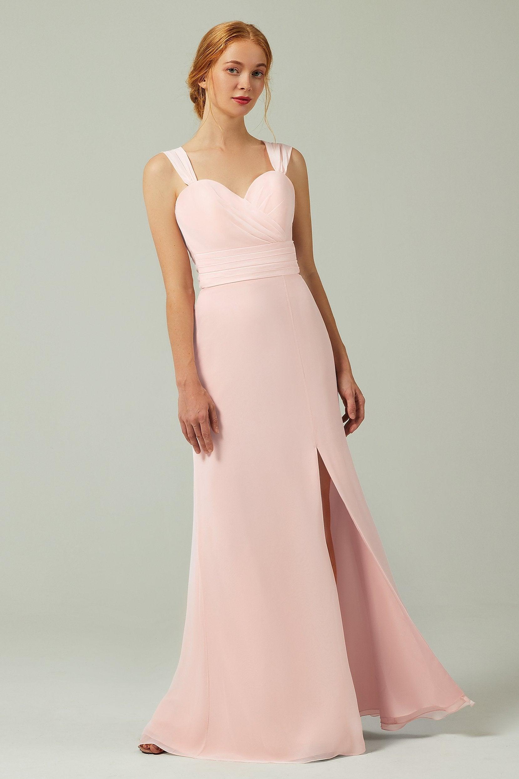 Sheath-Column Floor Length Chiffon Bridesmaid Dress CB0305 - COCOMELODY