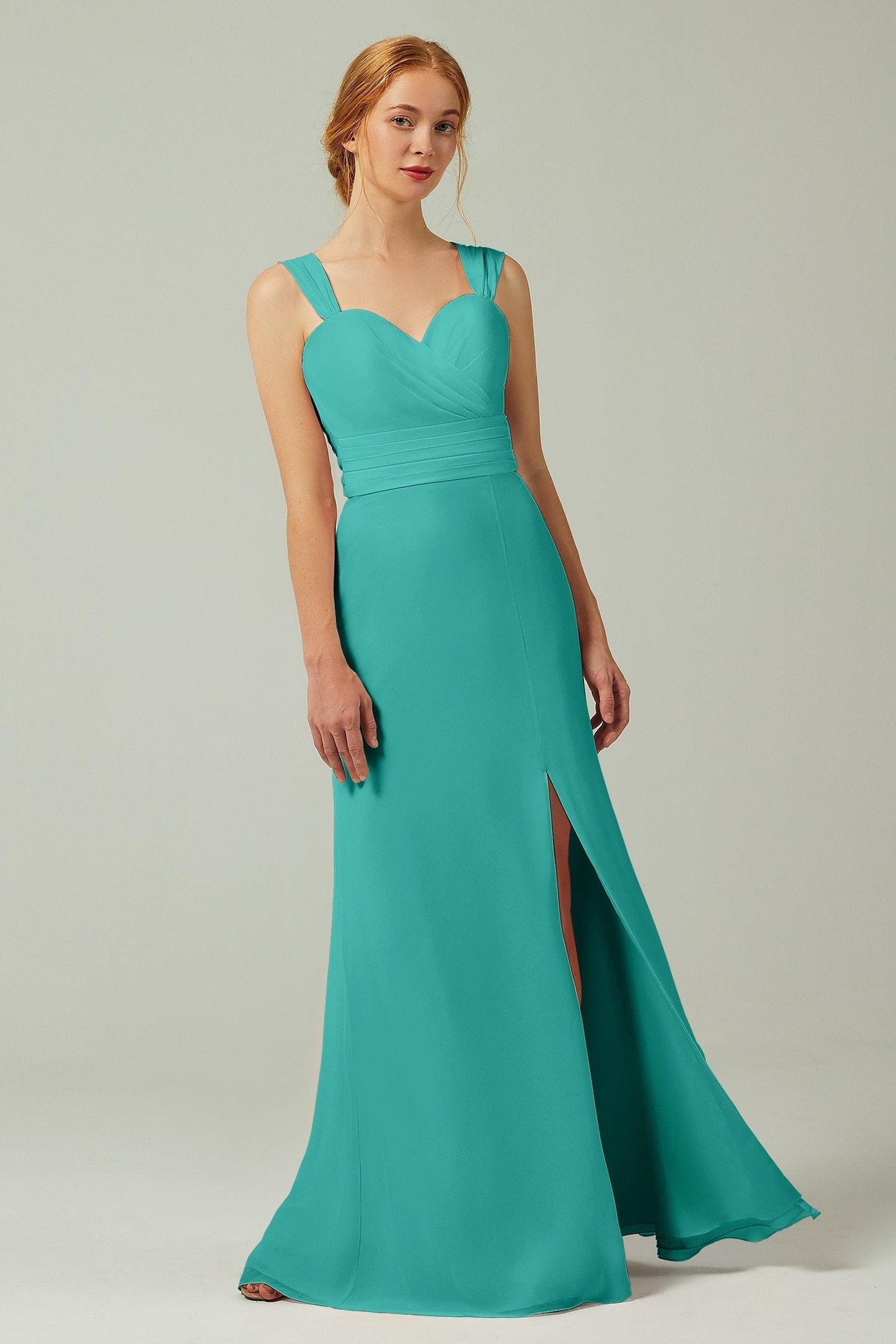 Sheath-Column Floor Length Chiffon Bridesmaid Dress CB0305 - COCOMELODY