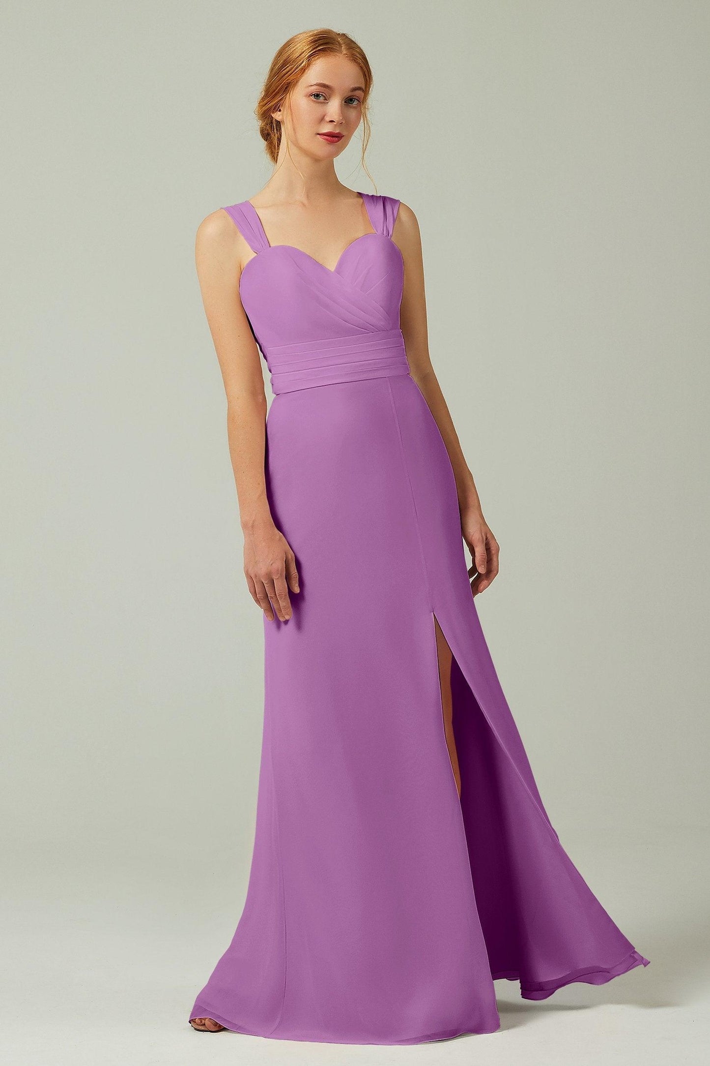 Sheath-Column Floor Length Chiffon Bridesmaid Dress CB0305 - COCOMELODY