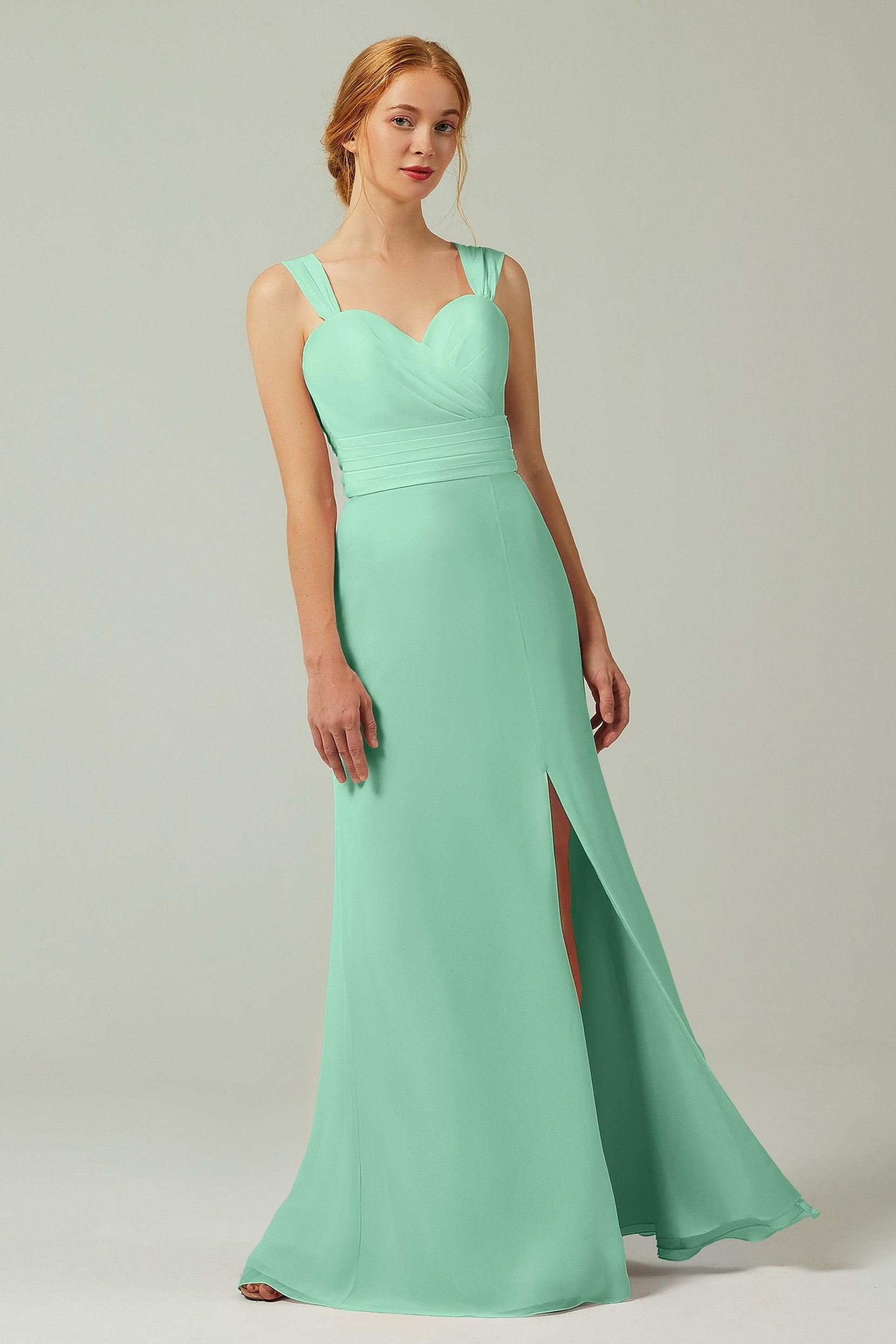 Sheath-Column Floor Length Chiffon Bridesmaid Dress CB0305 - COCOMELODY