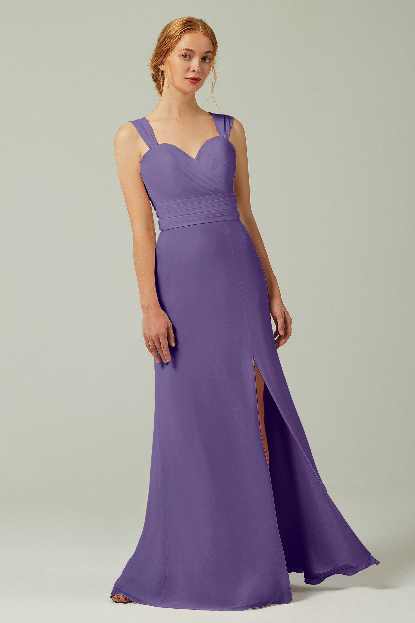 Sheath-Column Floor Length Chiffon Bridesmaid Dress CB0305 - COCOMELODY