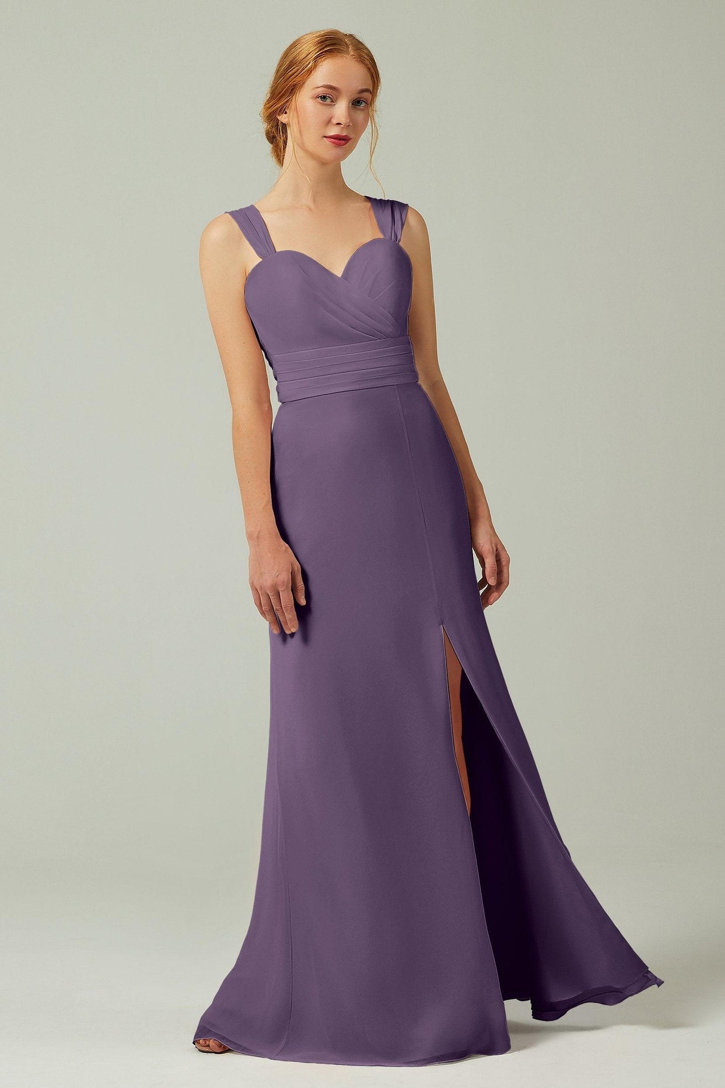 Sheath-Column Floor Length Chiffon Bridesmaid Dress CB0305 - COCOMELODY