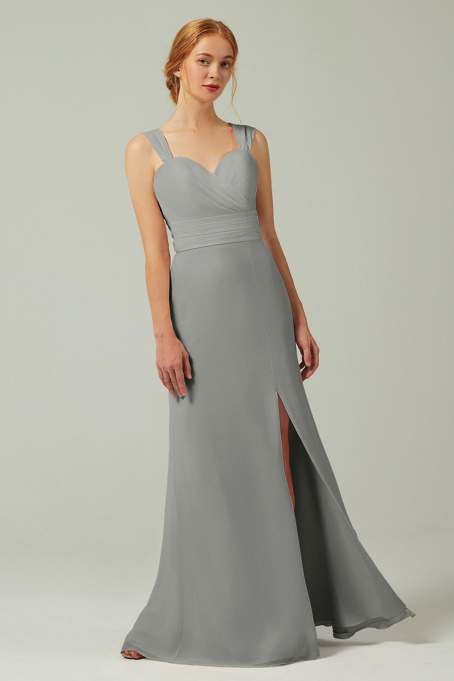 Sheath-Column Floor Length Chiffon Bridesmaid Dress CB0305 - COCOMELODY