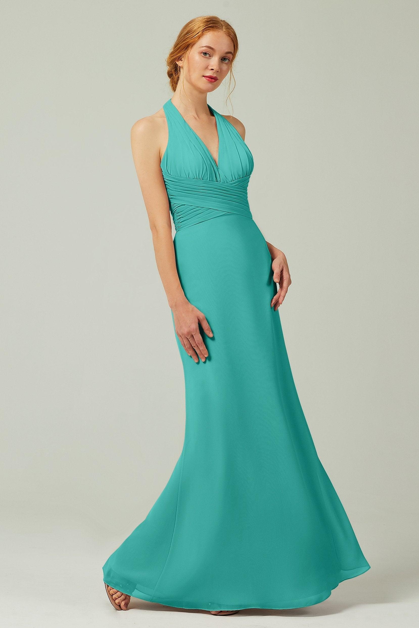 Sheath-Column Floor Length Chiffon Bridesmaid Dress CB0306 - COCOMELODY