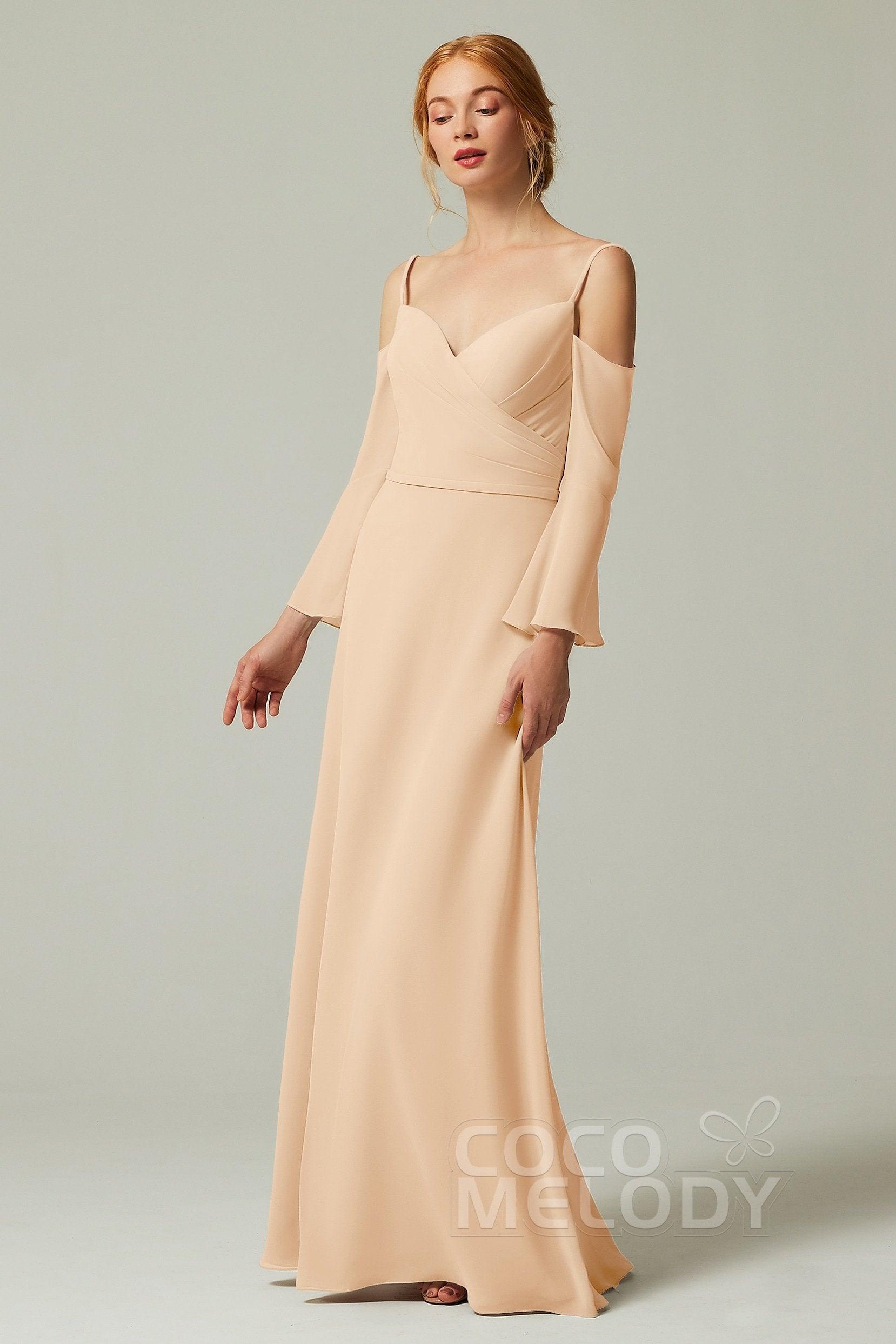 A-Line Floor Length Chiffon Bridesmaid Dress CB0307 - COCOMELODY