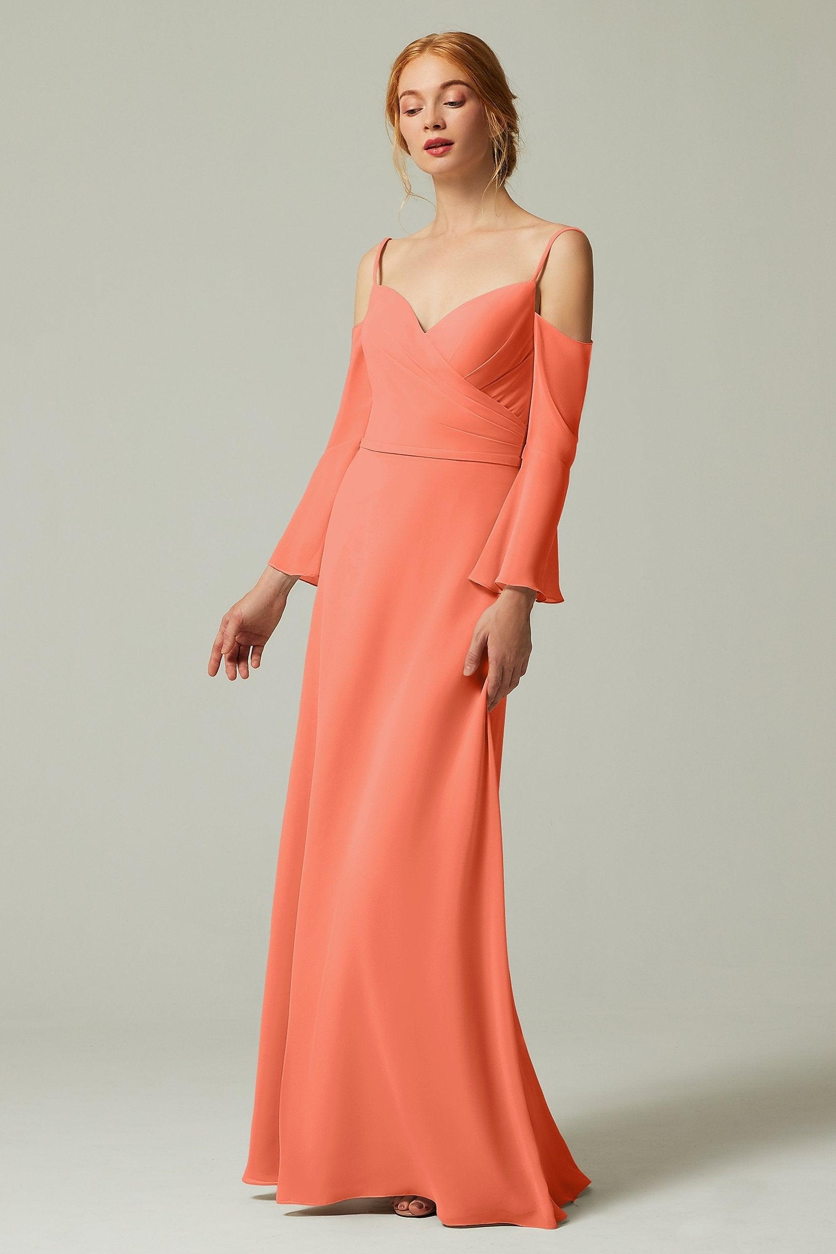 A-Line Floor Length Chiffon Bridesmaid Dress CB0307 - COCOMELODY