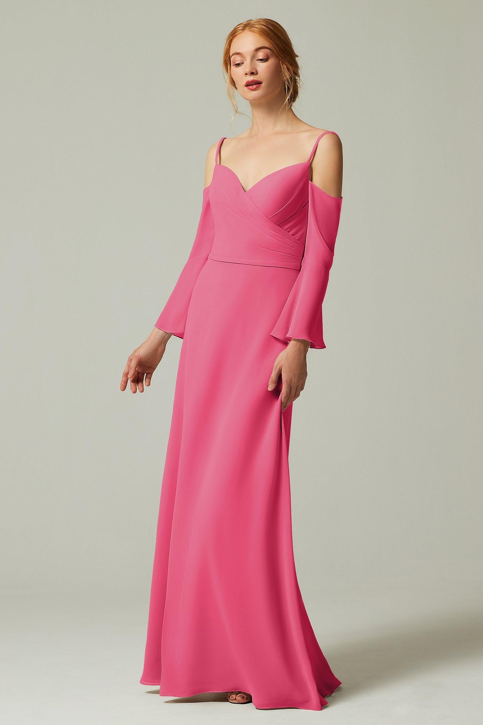 A-Line Floor Length Chiffon Bridesmaid Dress CB0307 - COCOMELODY